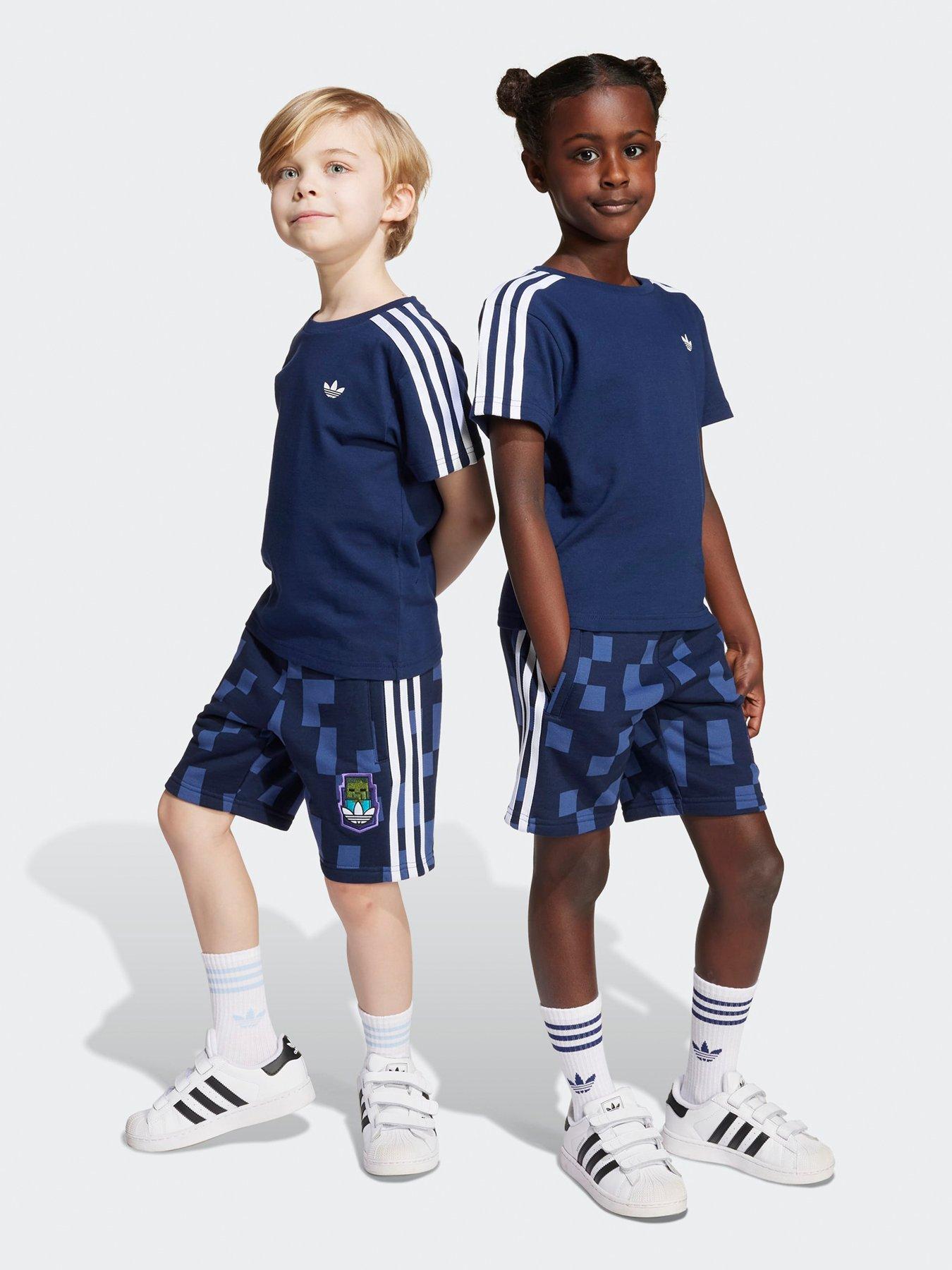 adidas Originals Kids Unisex X Minecraft Shorts And T-Shirt Set - Blue