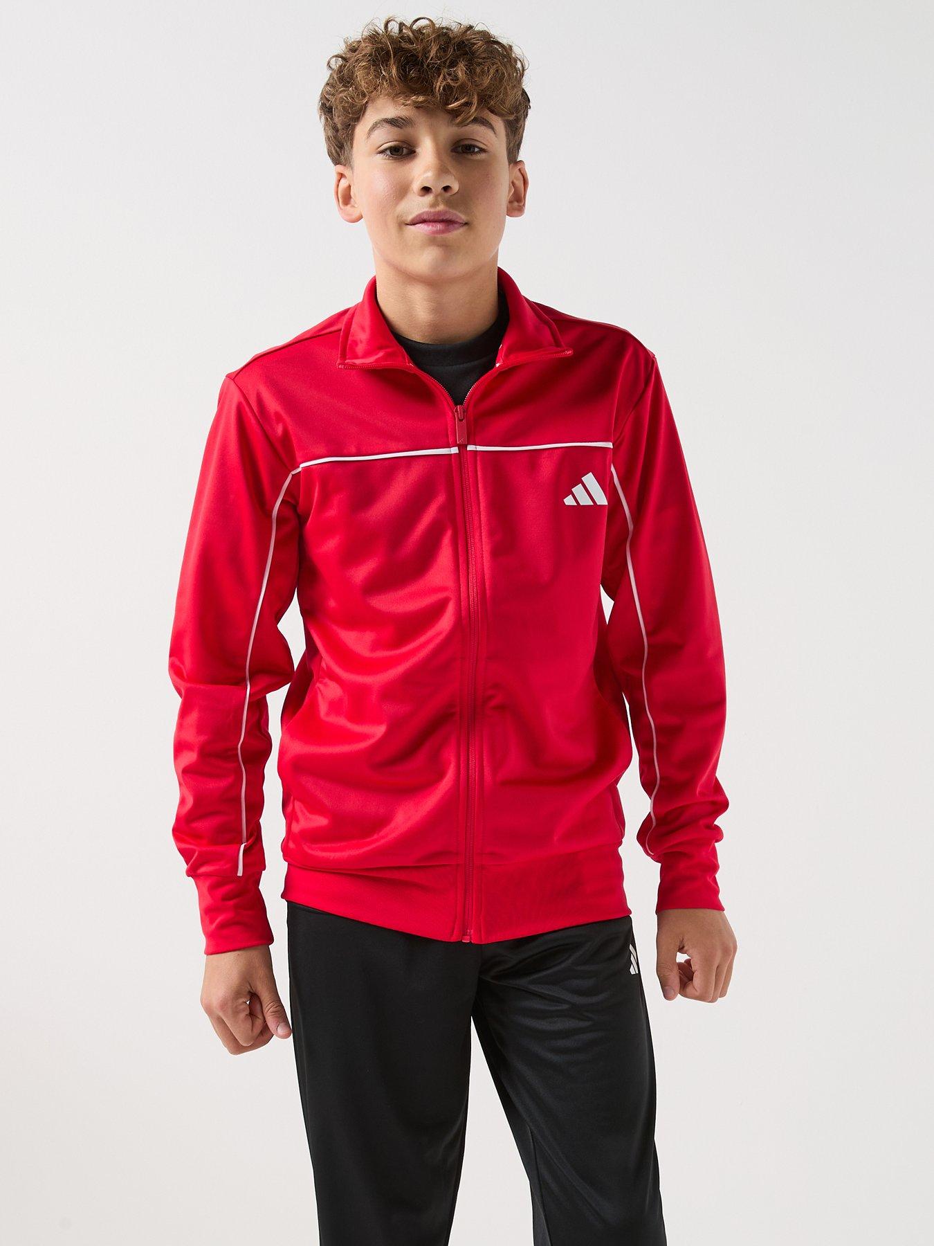 adidas Sportswear Junior Boys Tricot Tracksuit-red