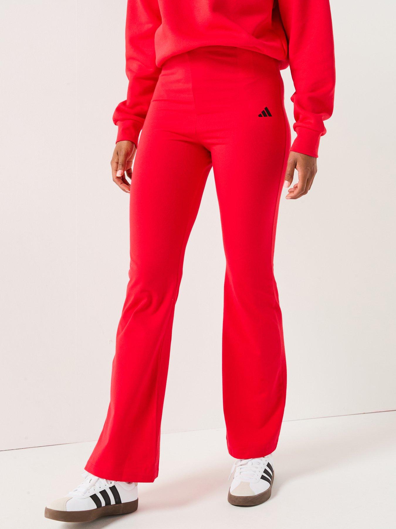 adidas-sportswear-womens-essentials-small-logo-flared-leggings-red