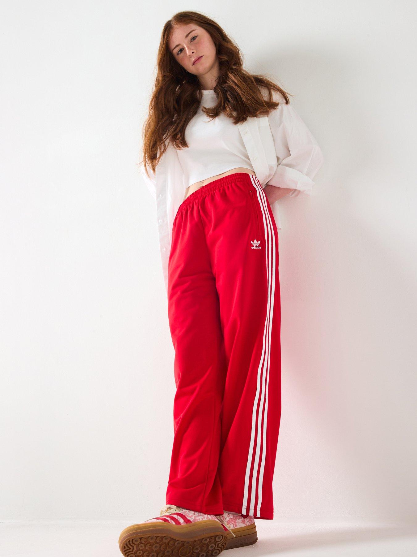 adidas Originals Junior Girls Wide Leg Firebird Trousers - Red