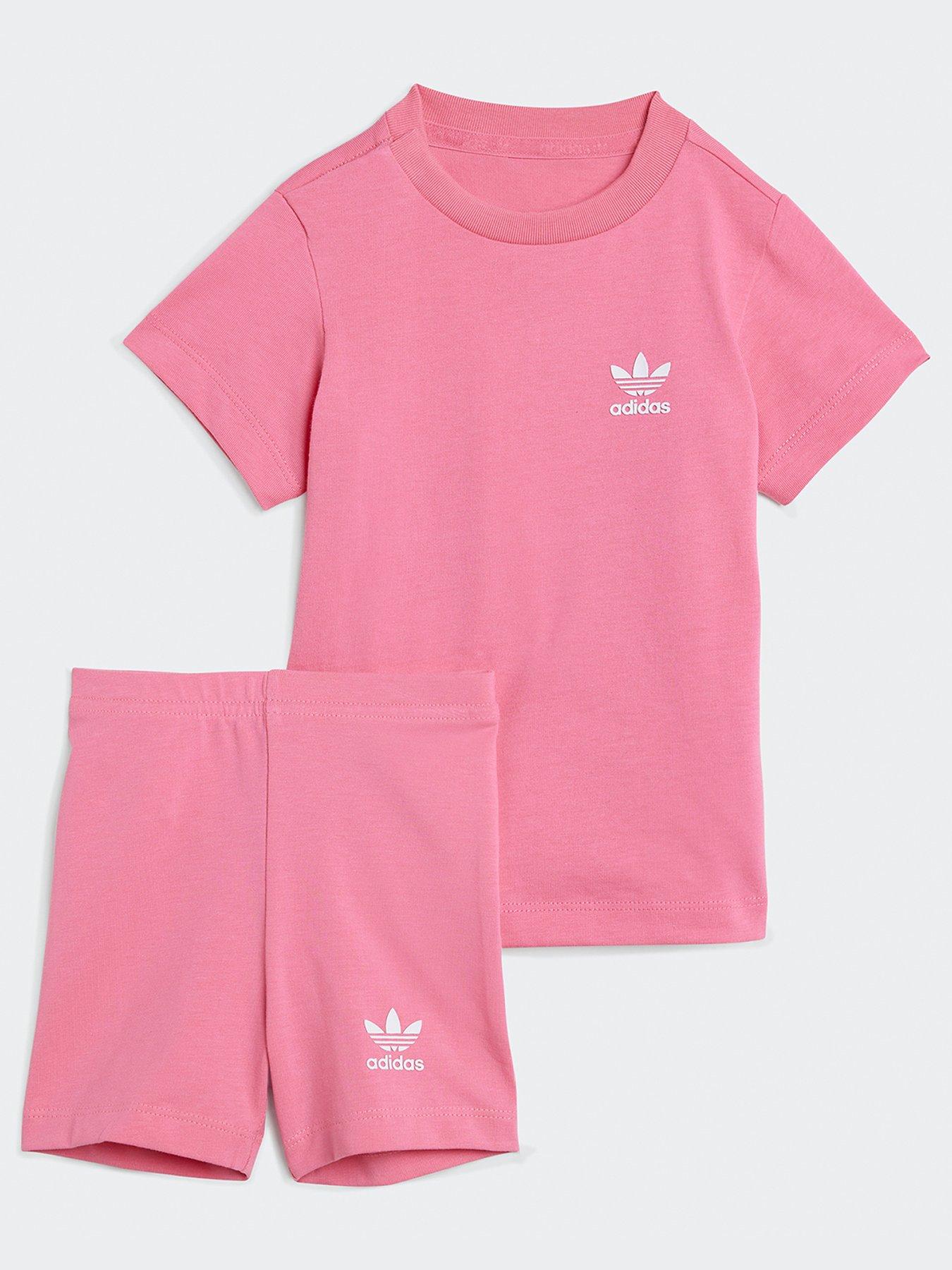 adidas Originals Infant Girls Cycling Shorts And T-Shirt Set - Pink