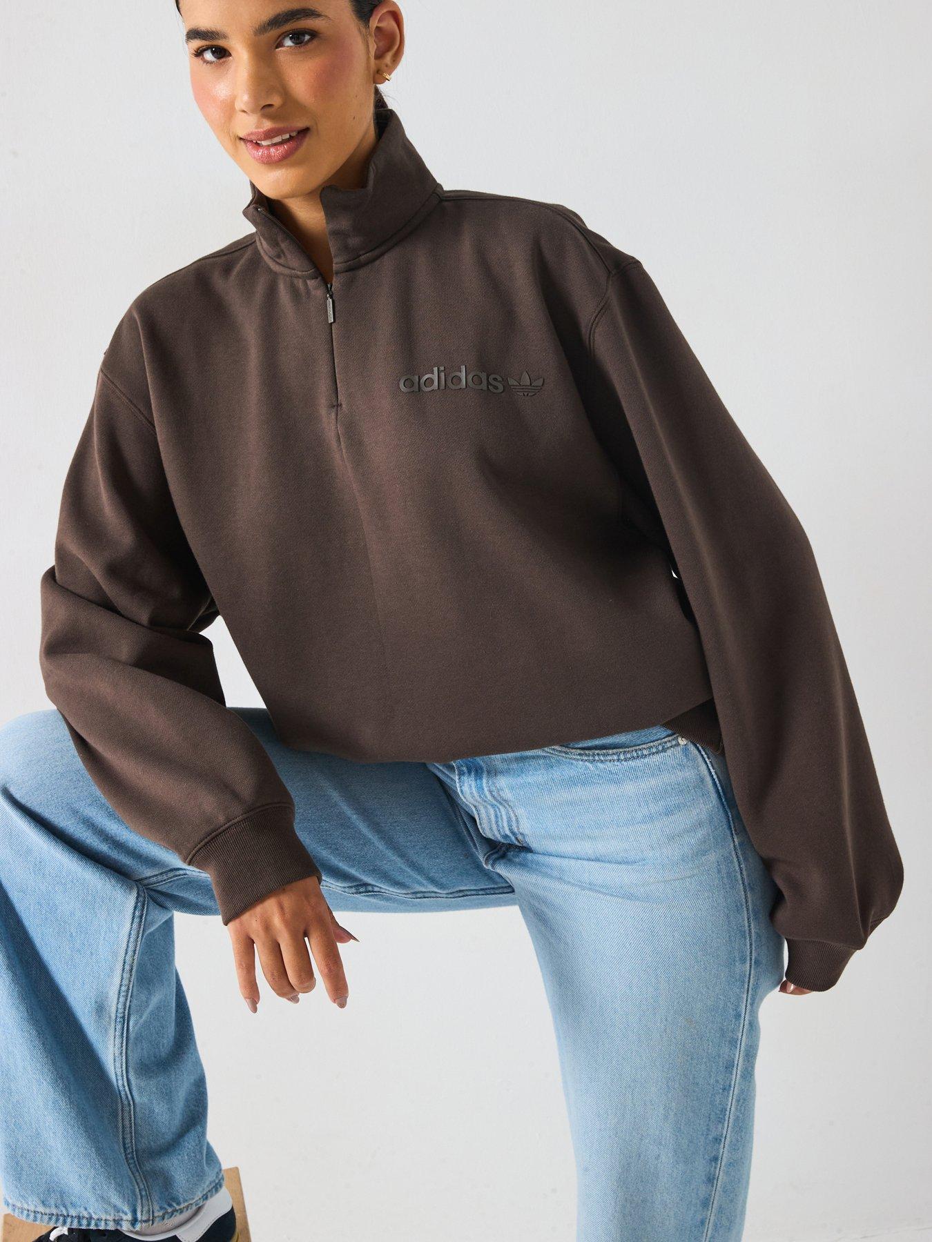 adidas Originals Women's Essential Linear Quarter Zip - Green