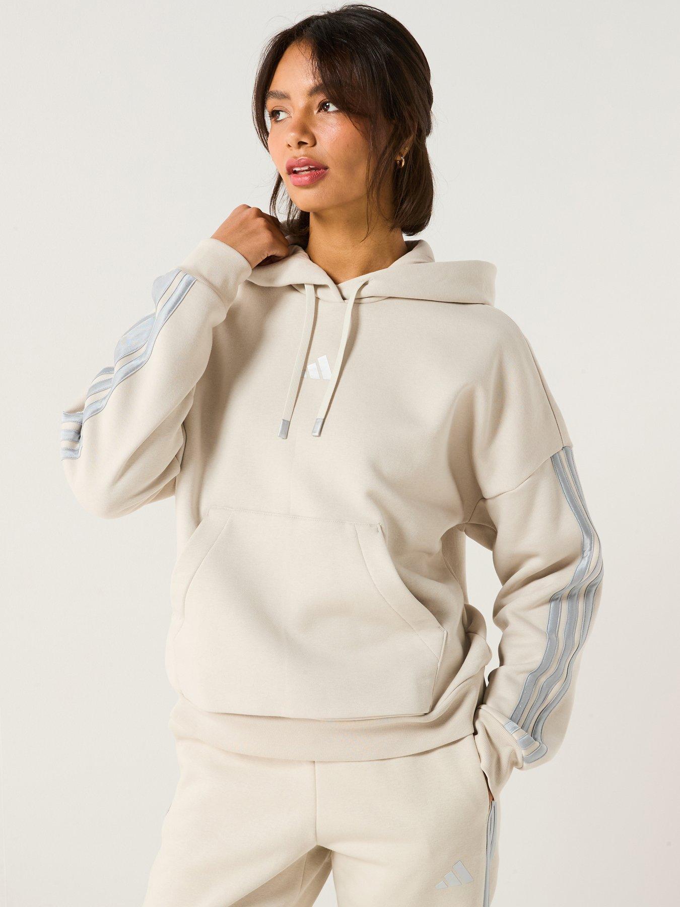 adidas Sportswear Women's Holiday 3-Stripes Fleece Hoodie - Grey