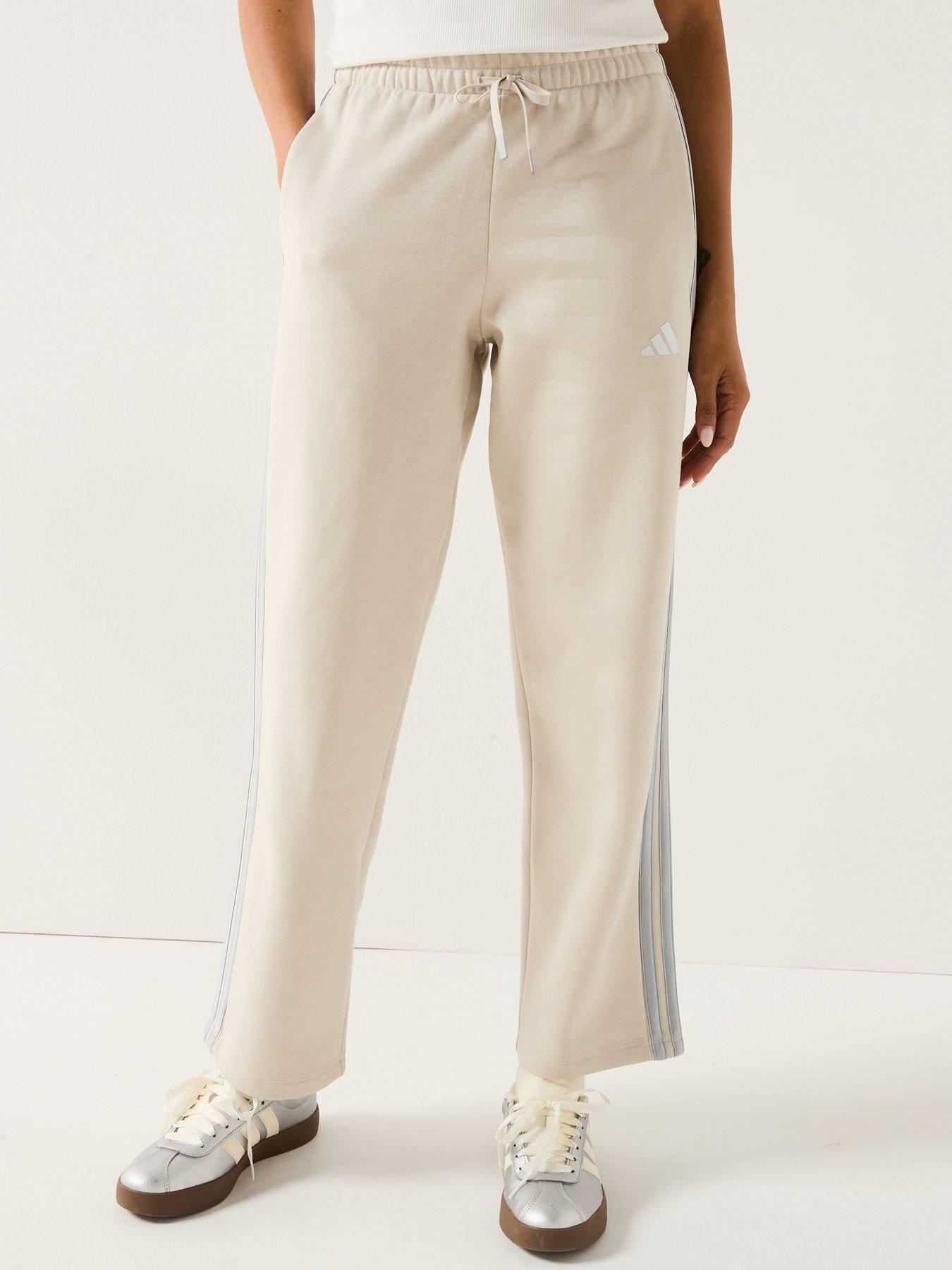 adidas Sportswear Women's Holiday 3-Stripes Fleece Open Hem Pants - Grey