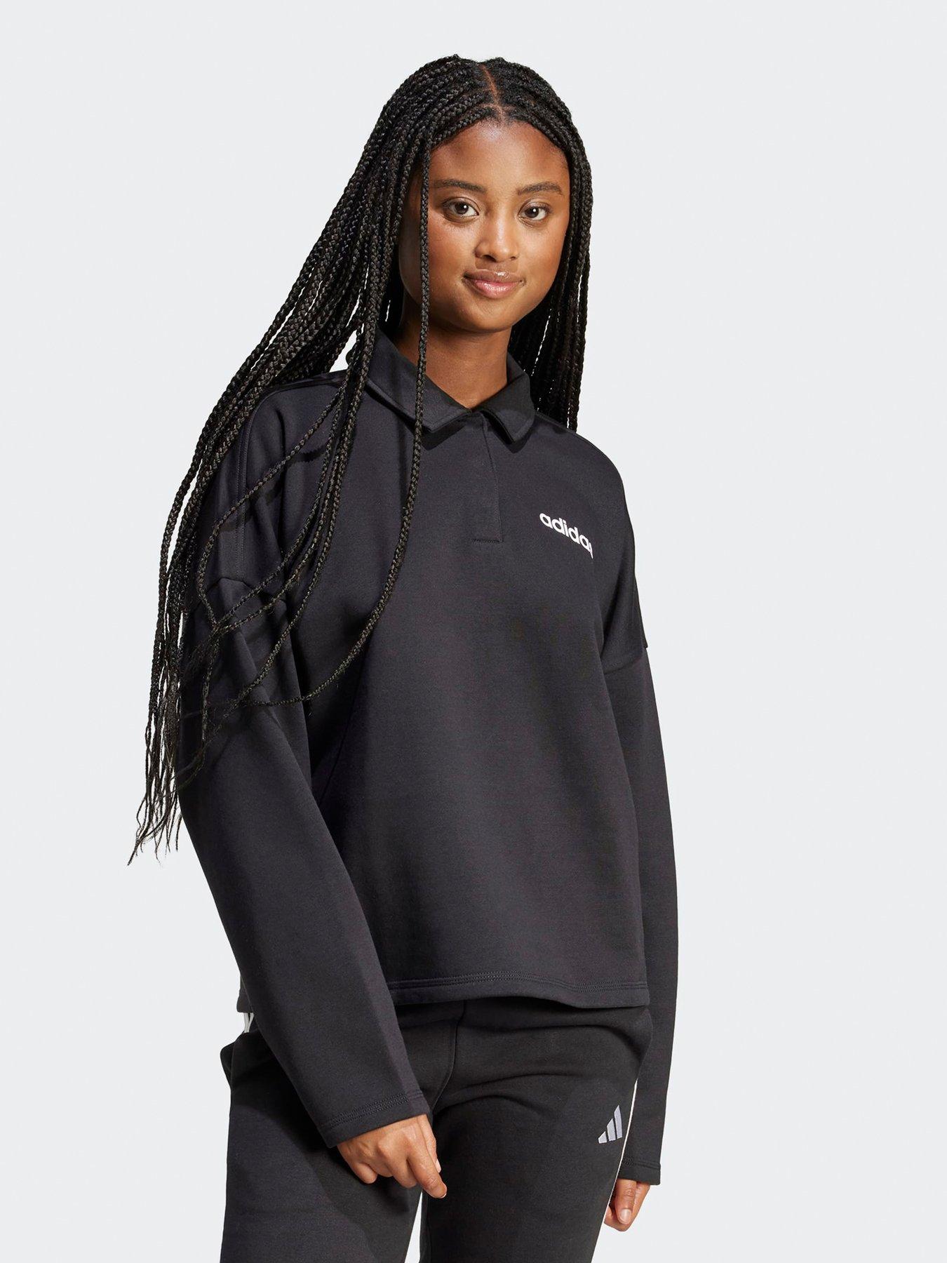 adidas-sportswear-womens-essentials-linear-fleece-polo-sweatshirt-black