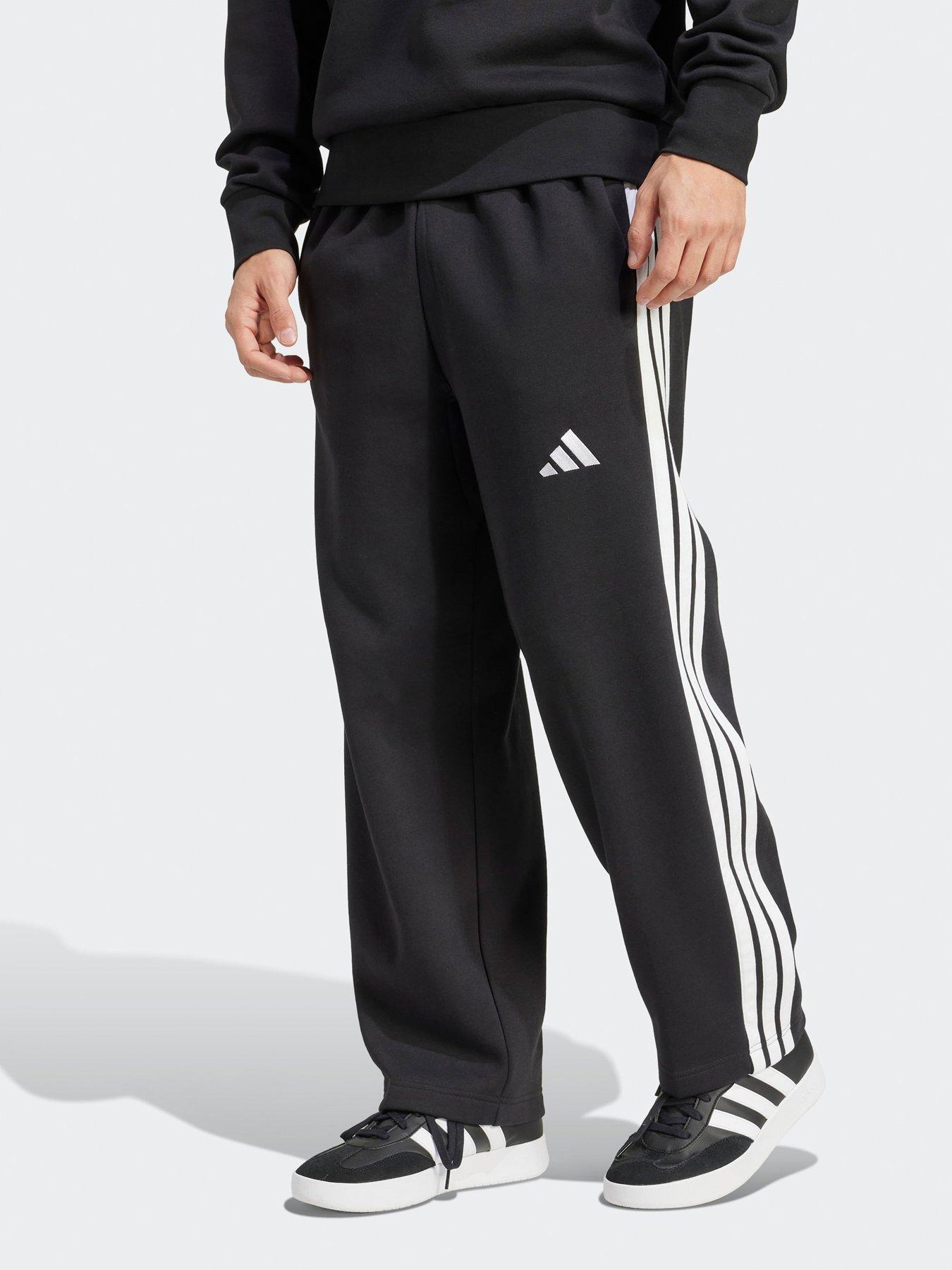 adidas Sportswear Men's Essentials 3 Stripes Fleece Wide Leg Pants - Black