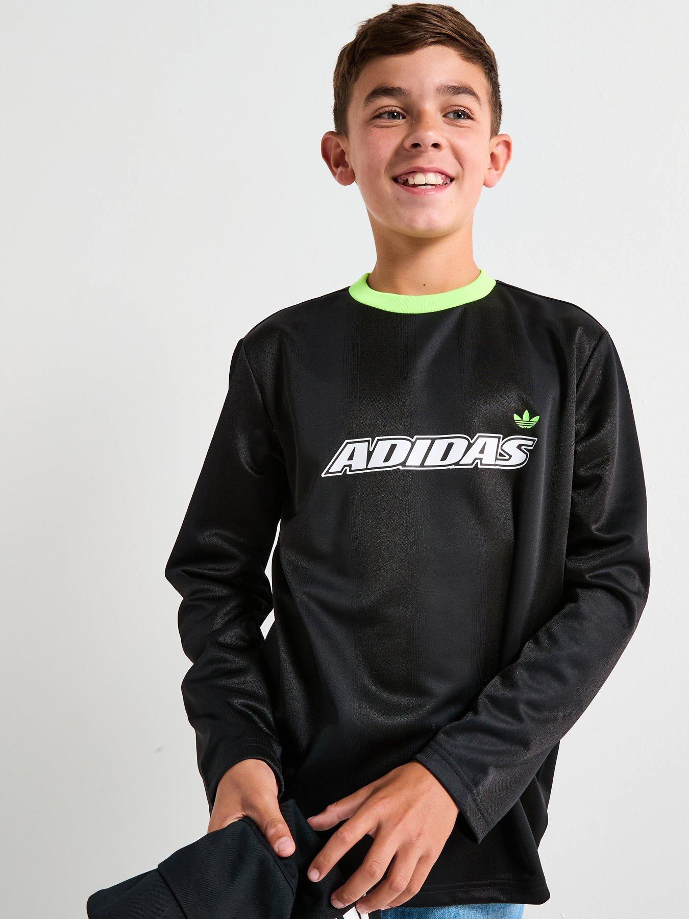 adidas Originals Junior Boys Adicolor Long Sleeve Graphic T-shirt - Black