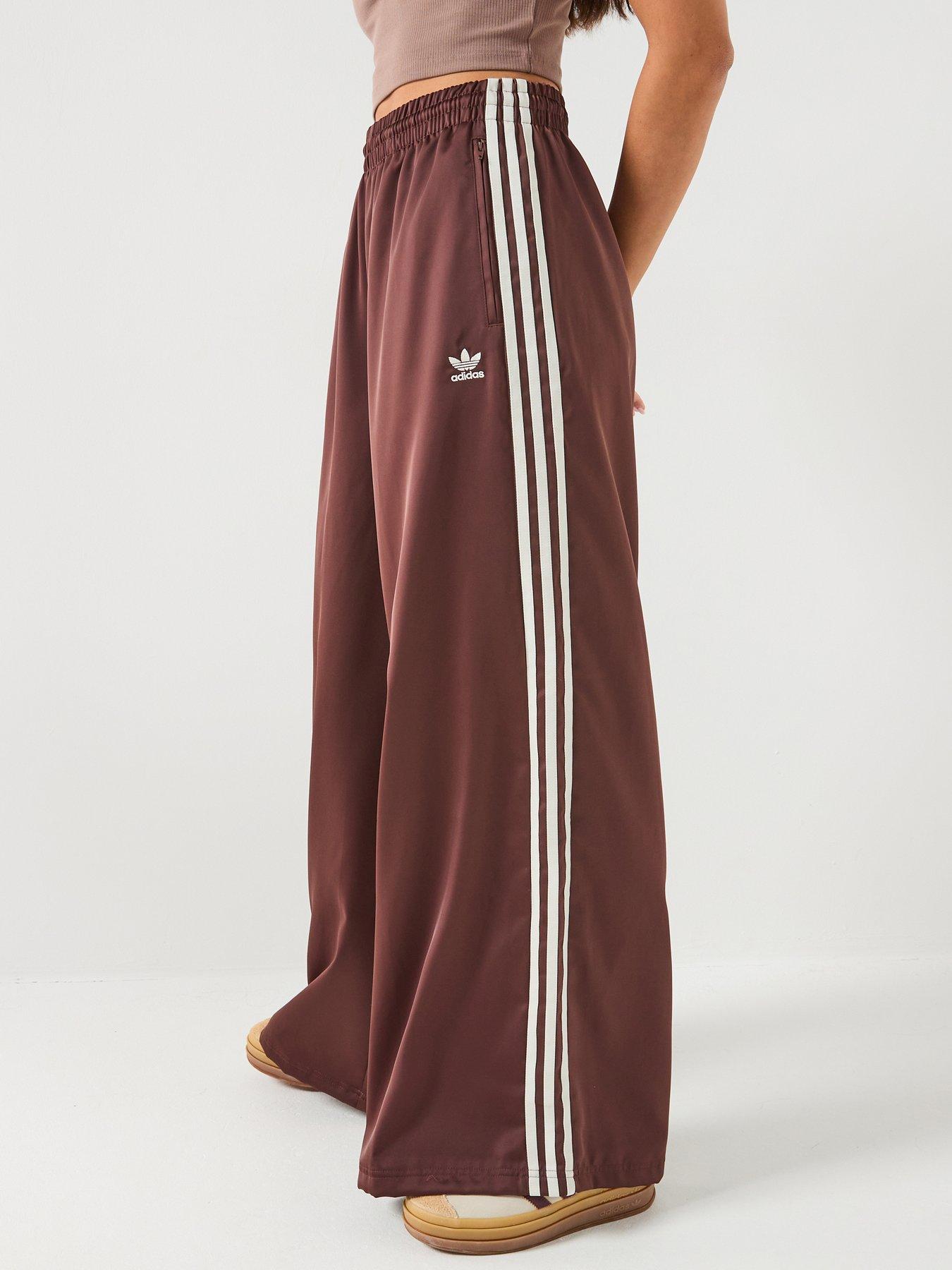 adidas Originals Women's Adicolor Track Pant Satin Wide Leg - Brown