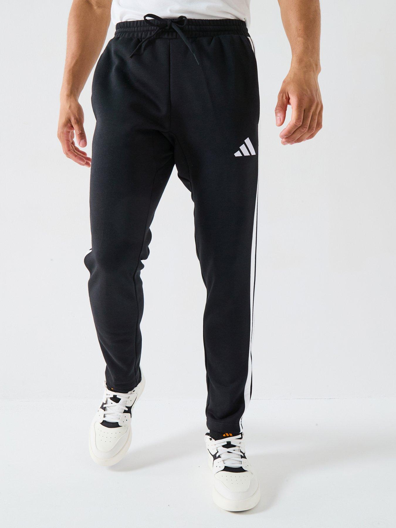 adidas Sportswear Men's Essentials 3-stripes Fleece Pants Open Hem - Black