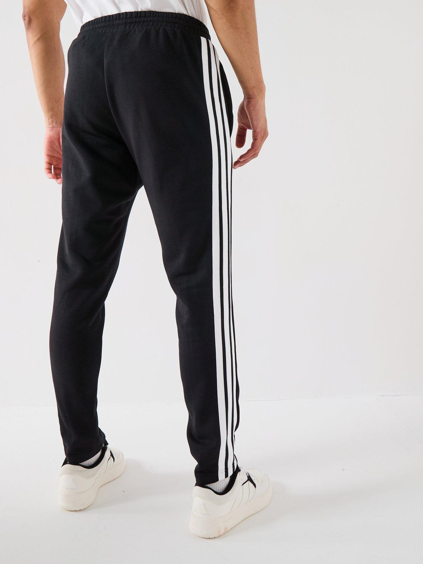 adidas-sportswear-mens-essentials-3-stripes-fleece-pants-open-hem-blackstillFront