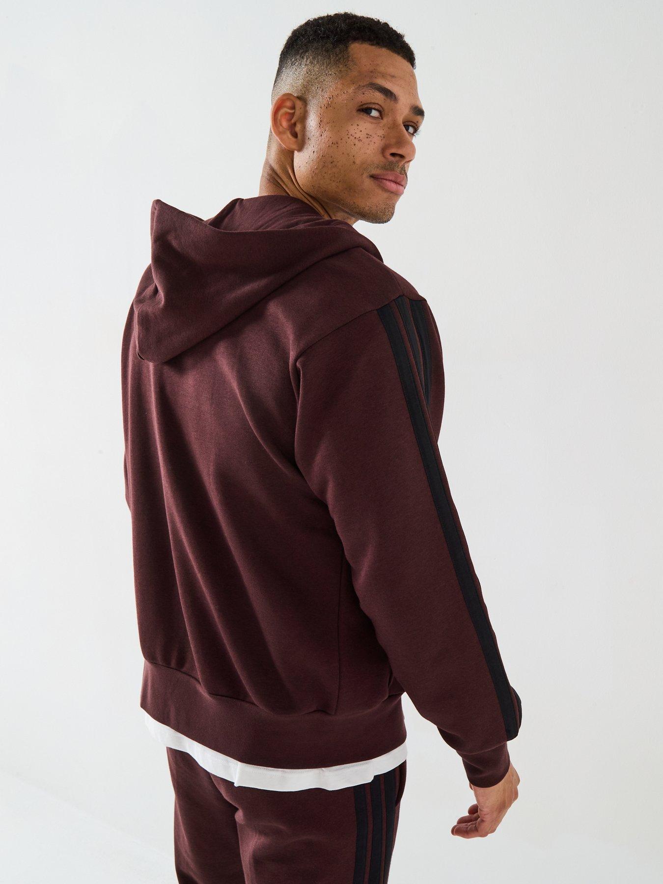 adidas-sportswear-mens-essential-3-stripes-fleece-hoodie-browndetail