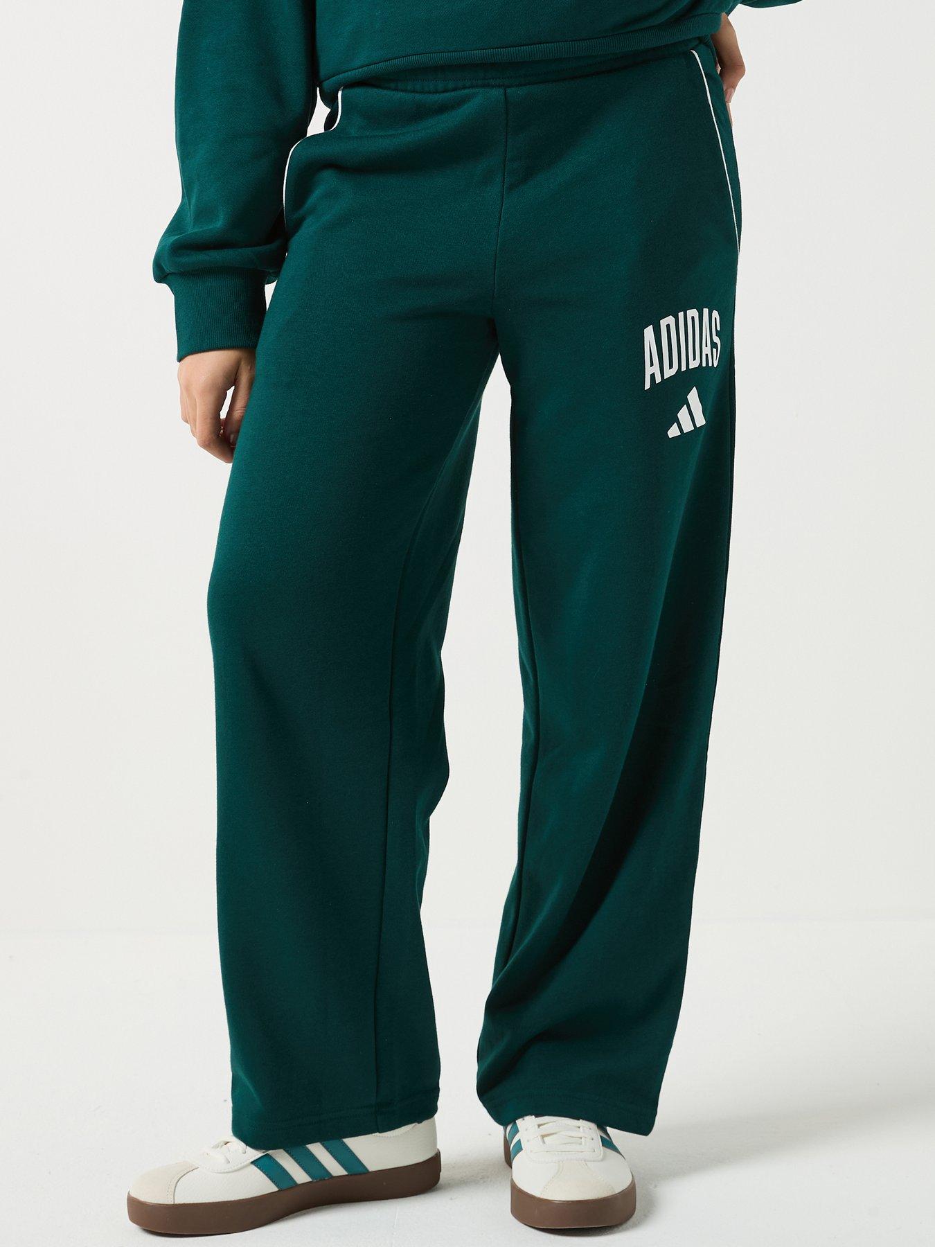 adidas Sportswear Junior Girls Wide Leg Sweat Pants - Green