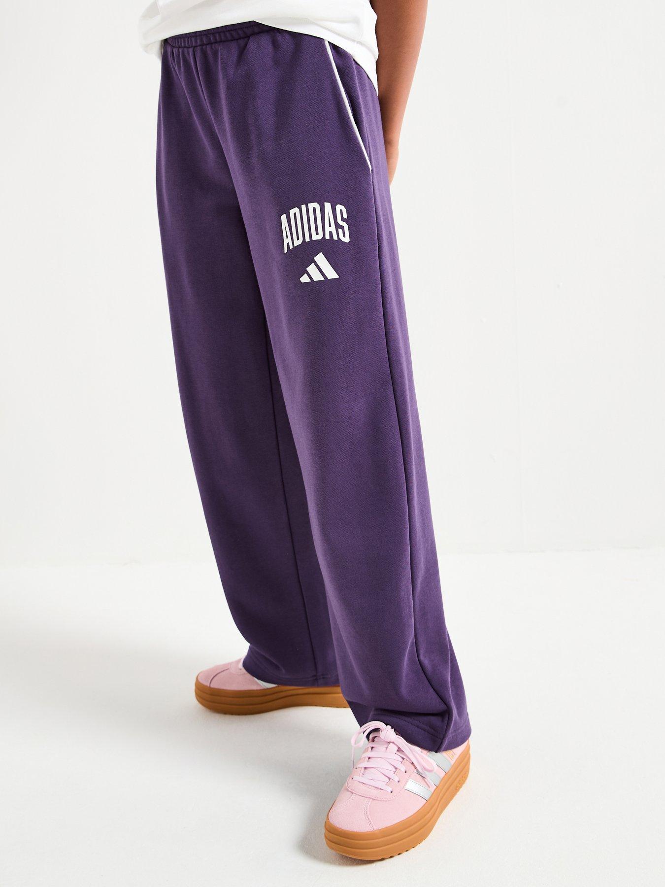 adidas Sportswear Junior Girls Wide Leg Sweat Pants - Purple