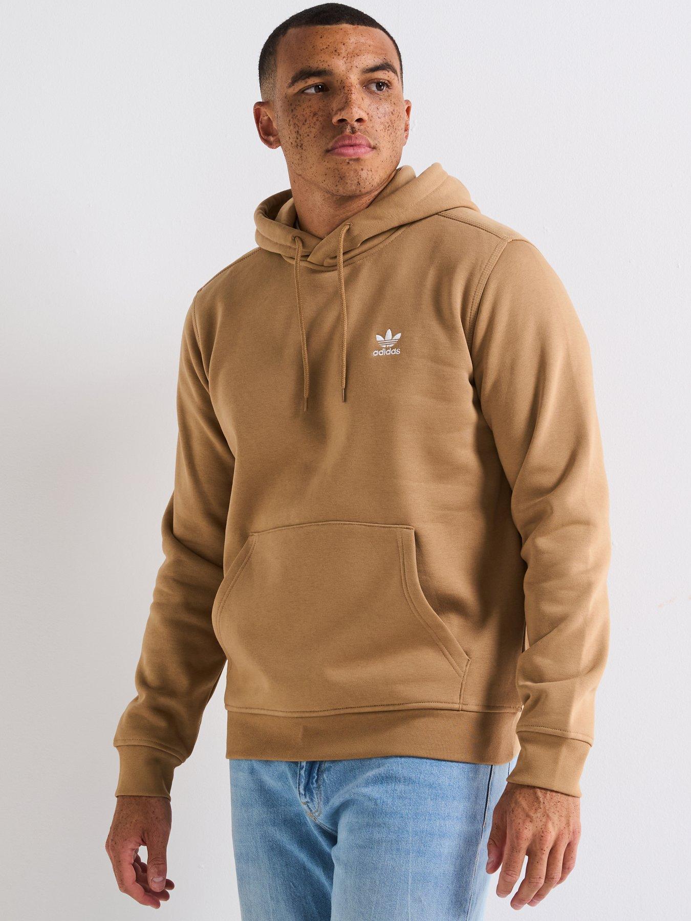 adidas-originals-mens-trefoil-essentials-hoodie-brownfront