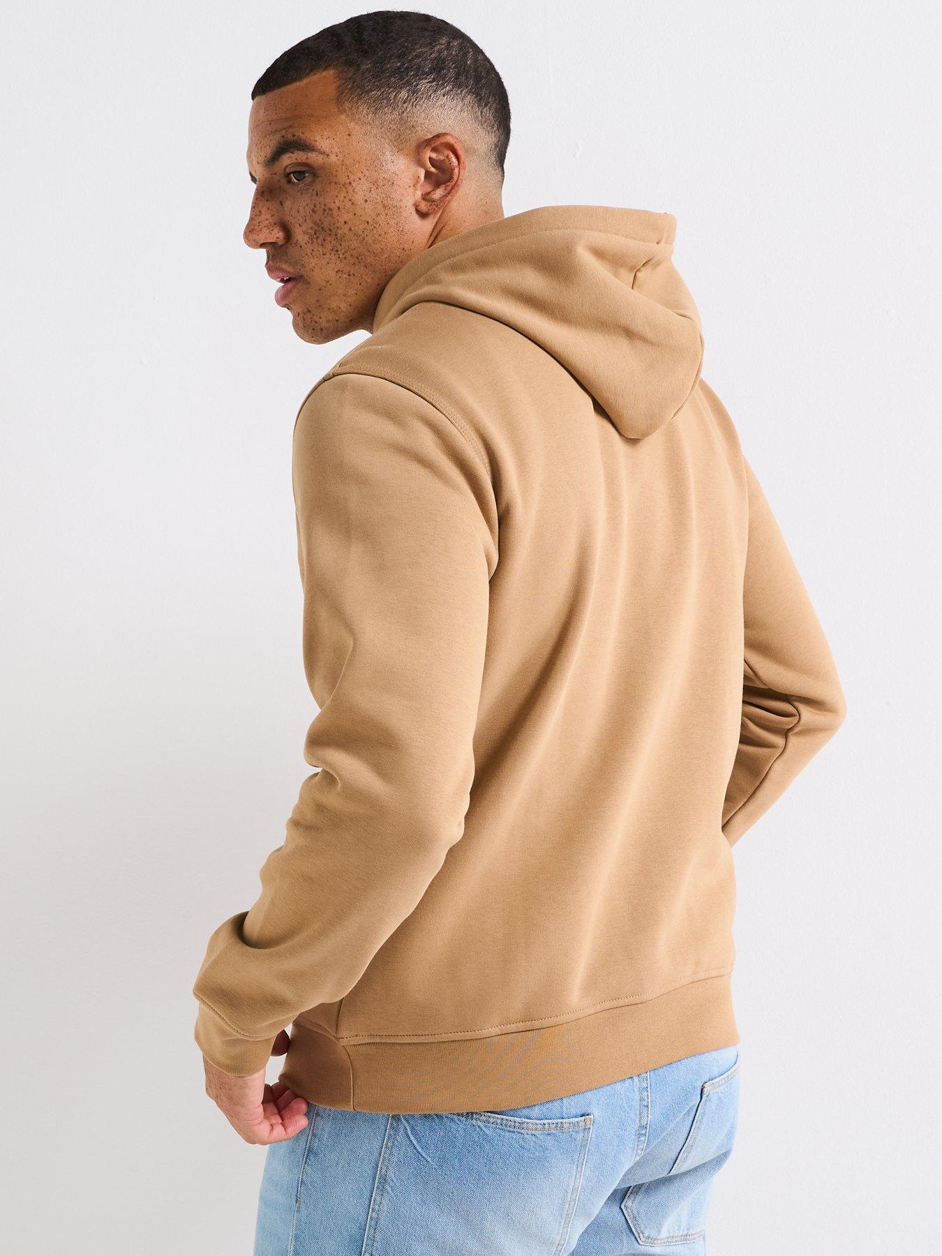 adidas-originals-mens-trefoil-essentials-hoodie-brownstillFront