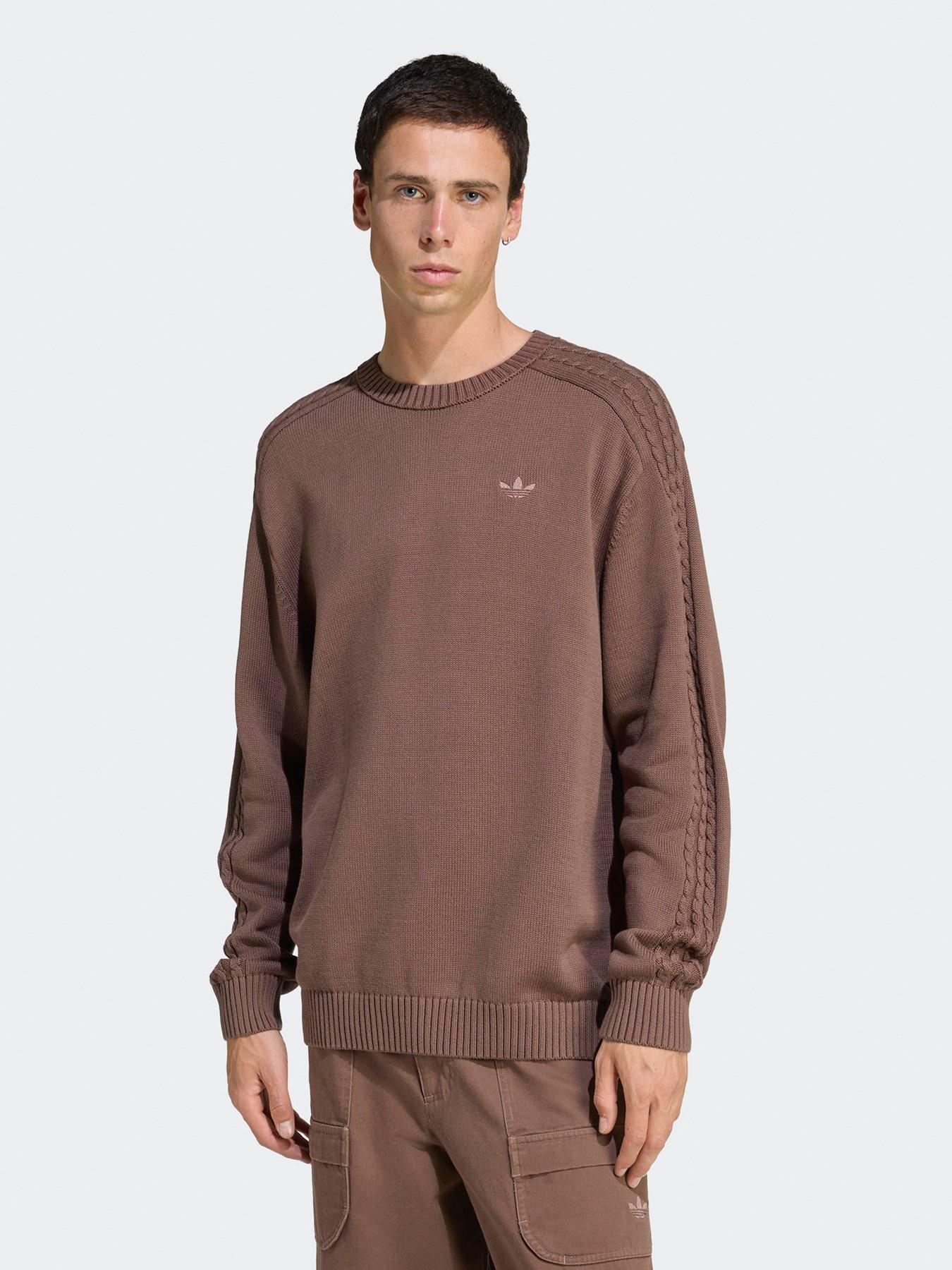 adidas-originals-mens-premium-essentials-knit-crewneck-brown