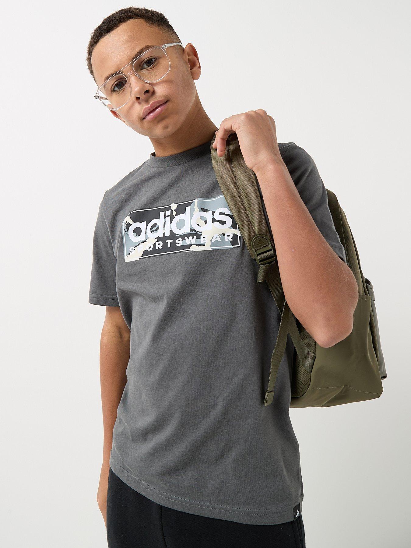 adidas Sportswear Junior Boys Camo Linear Graphic T-shirt -dark Grey