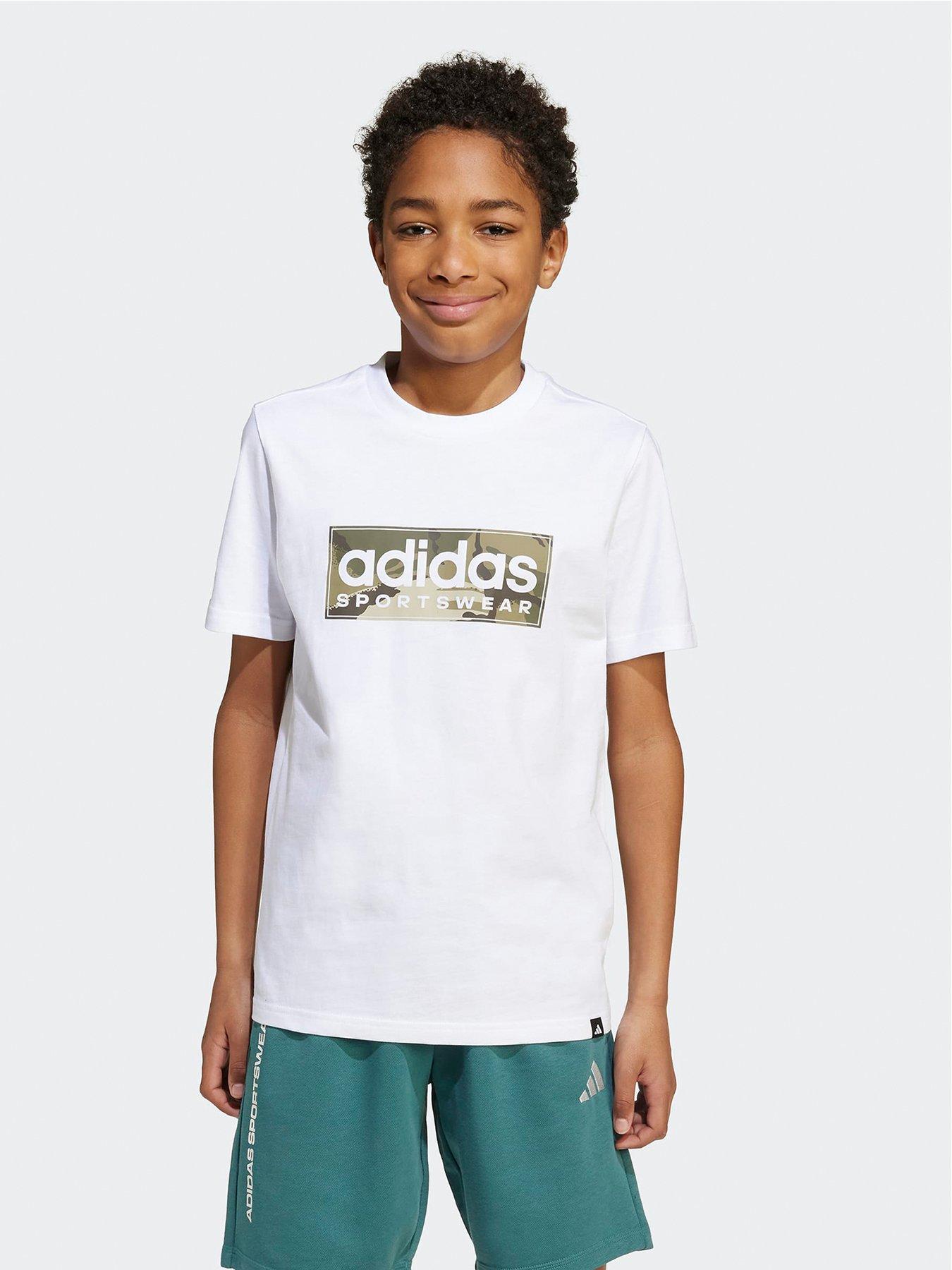 Image 1 of 5 of adidas Sportswear Junior Boys Camo Linear Graphic T-shirt -white