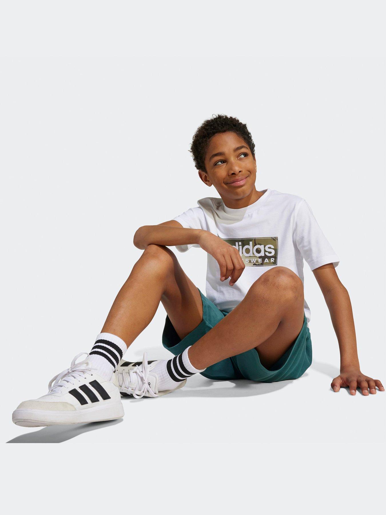 Image 5 of 5 of adidas Sportswear Junior Boys Camo Linear Graphic T-shirt -white