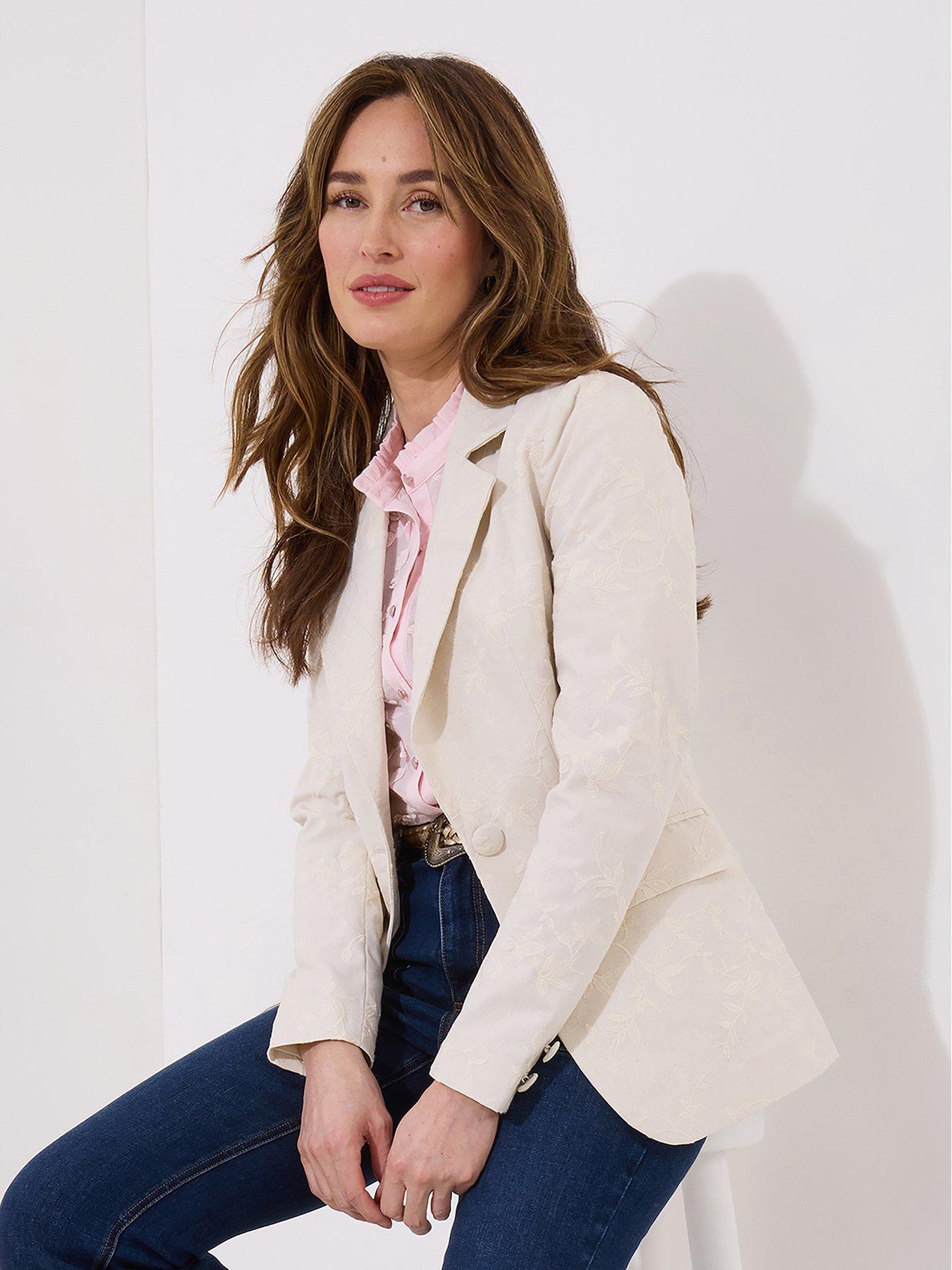 Image of Joe Browns Enchanting Embroidered Linen Mix Jacket - WHITE