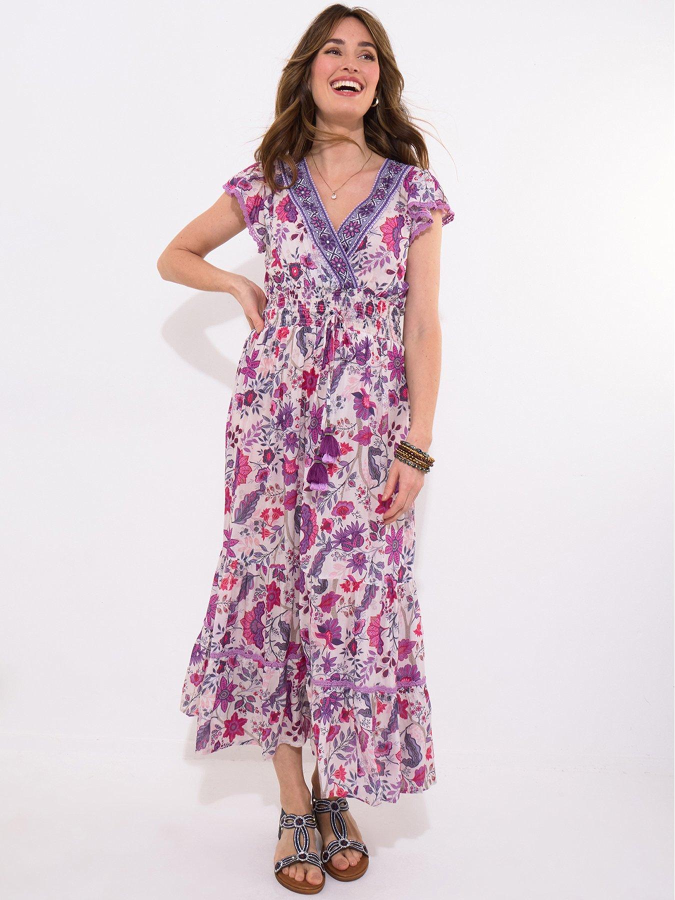 Image of Joe Browns Polly Beaded and Printed Dress - Purple