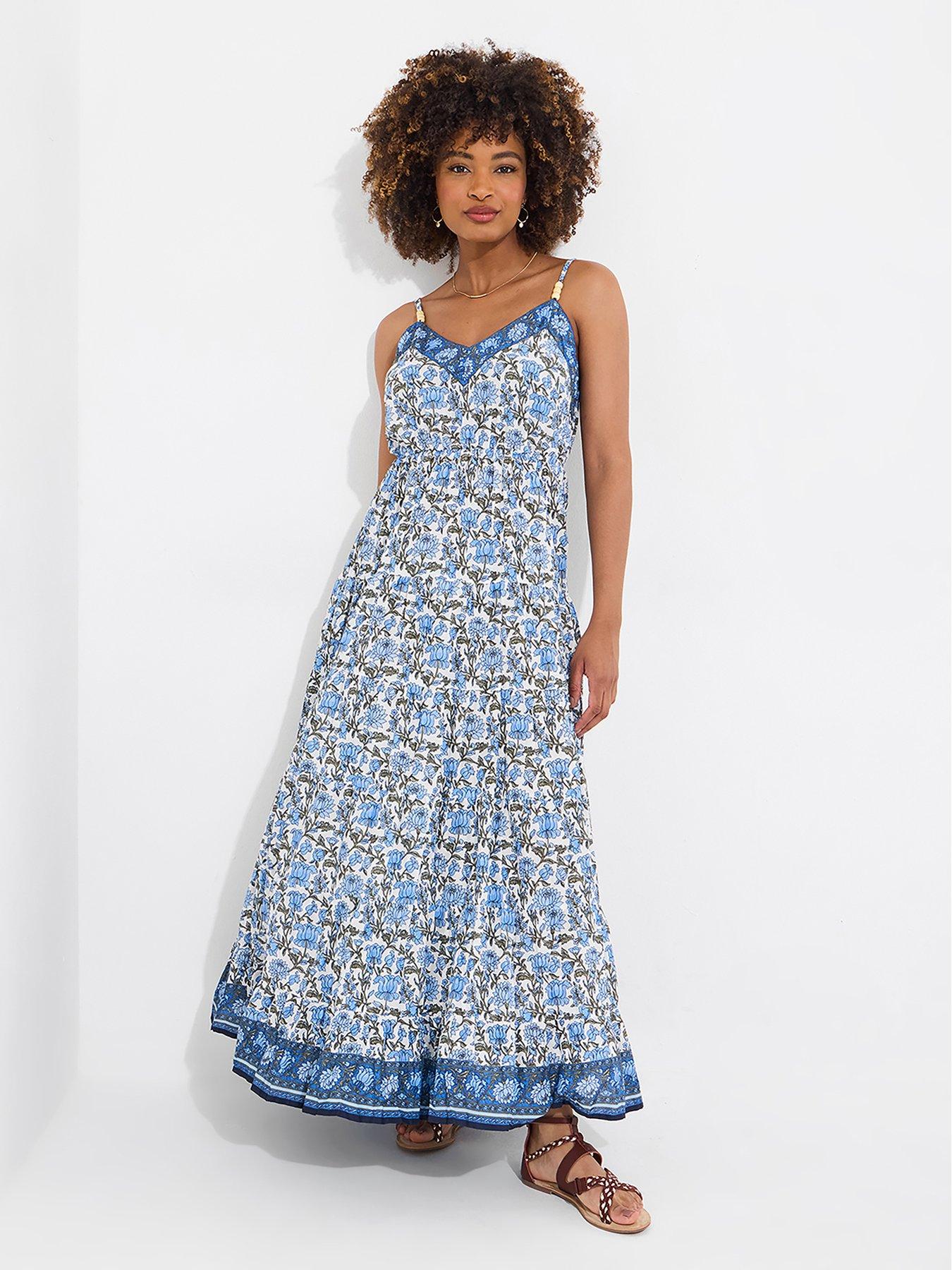 Joe Browns Petite Maisie Floral Crinkle Cotton Maxi Sundress - Blue