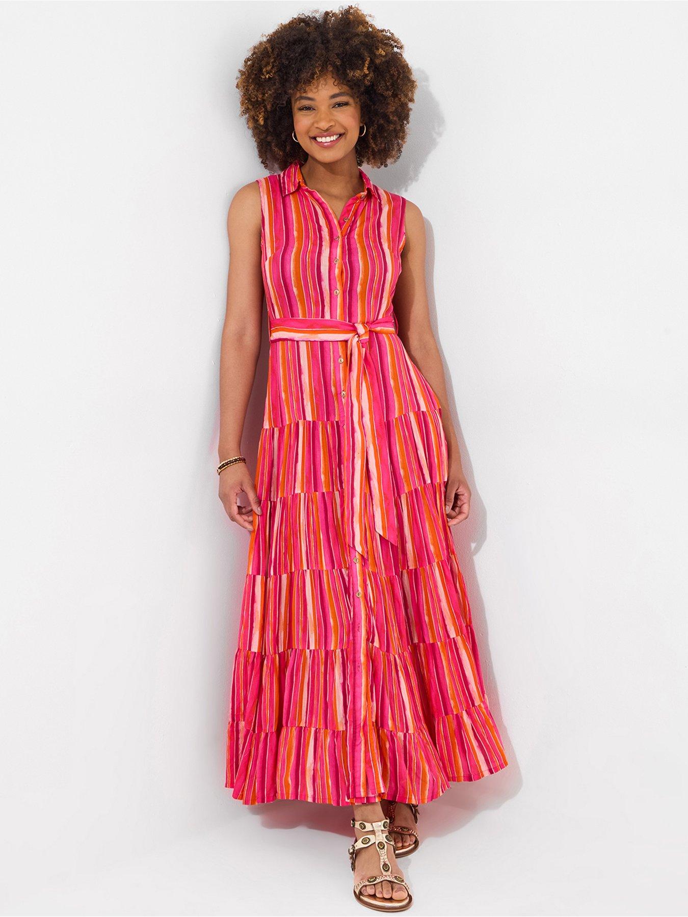 Joe Browns Petite Lucy Stripe Sleeveless Maxi Dress - Pink