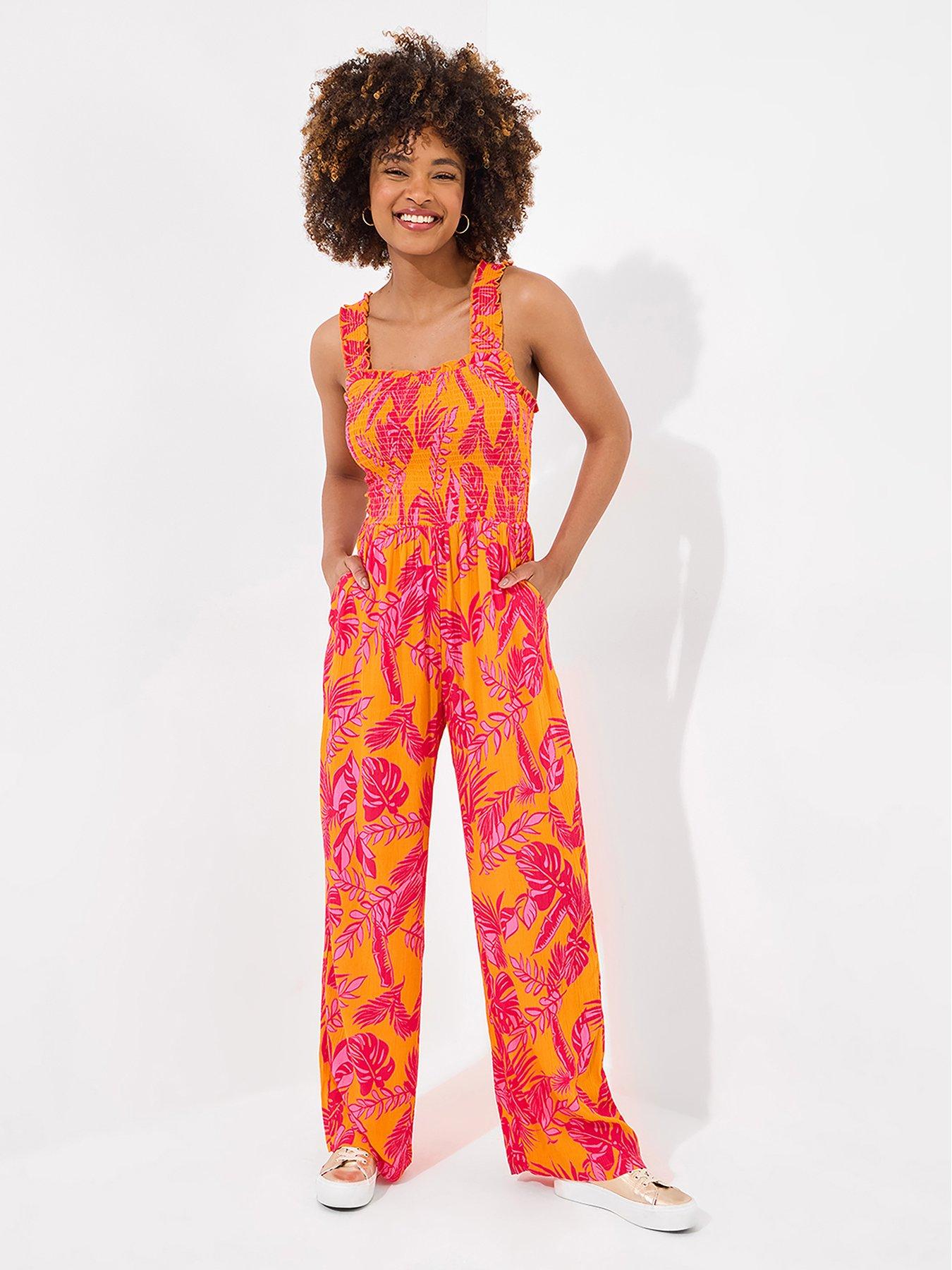 undefined Petite The Heat Of Summer Jumpsuit - Orange