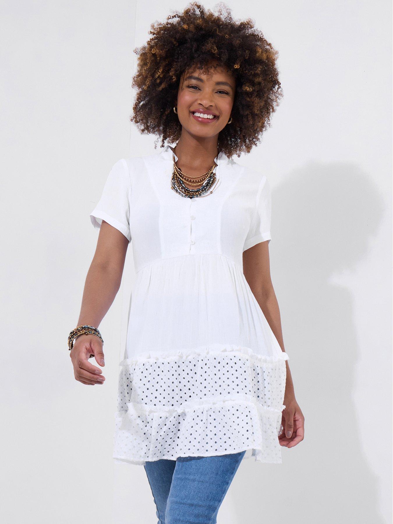 Image 1 of 6 of Joe Browns All Summer Long Embroidered Cotton Tunic - White