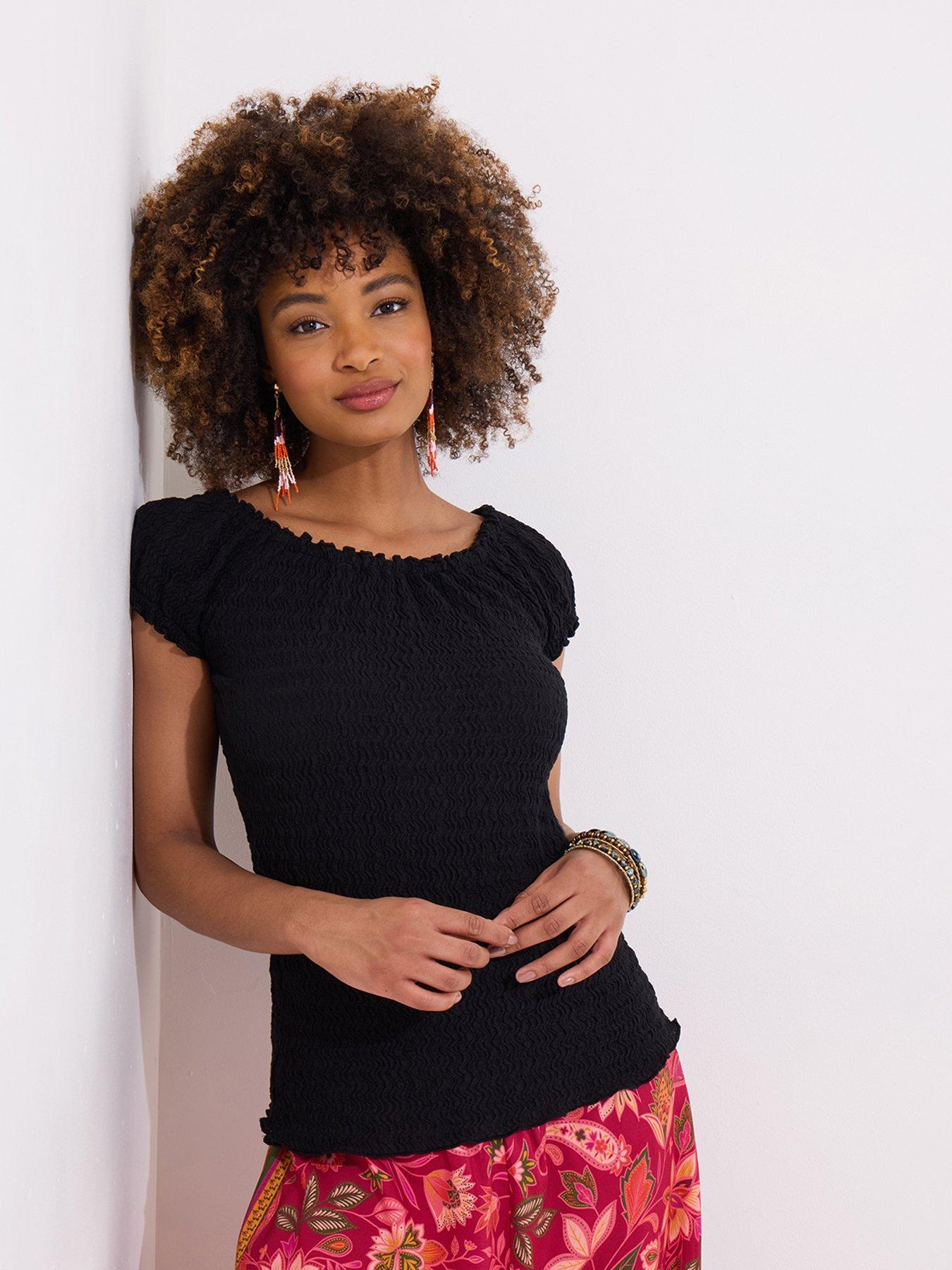 Image of Joe Browns Boho Belle Textured Jersey Top - Black