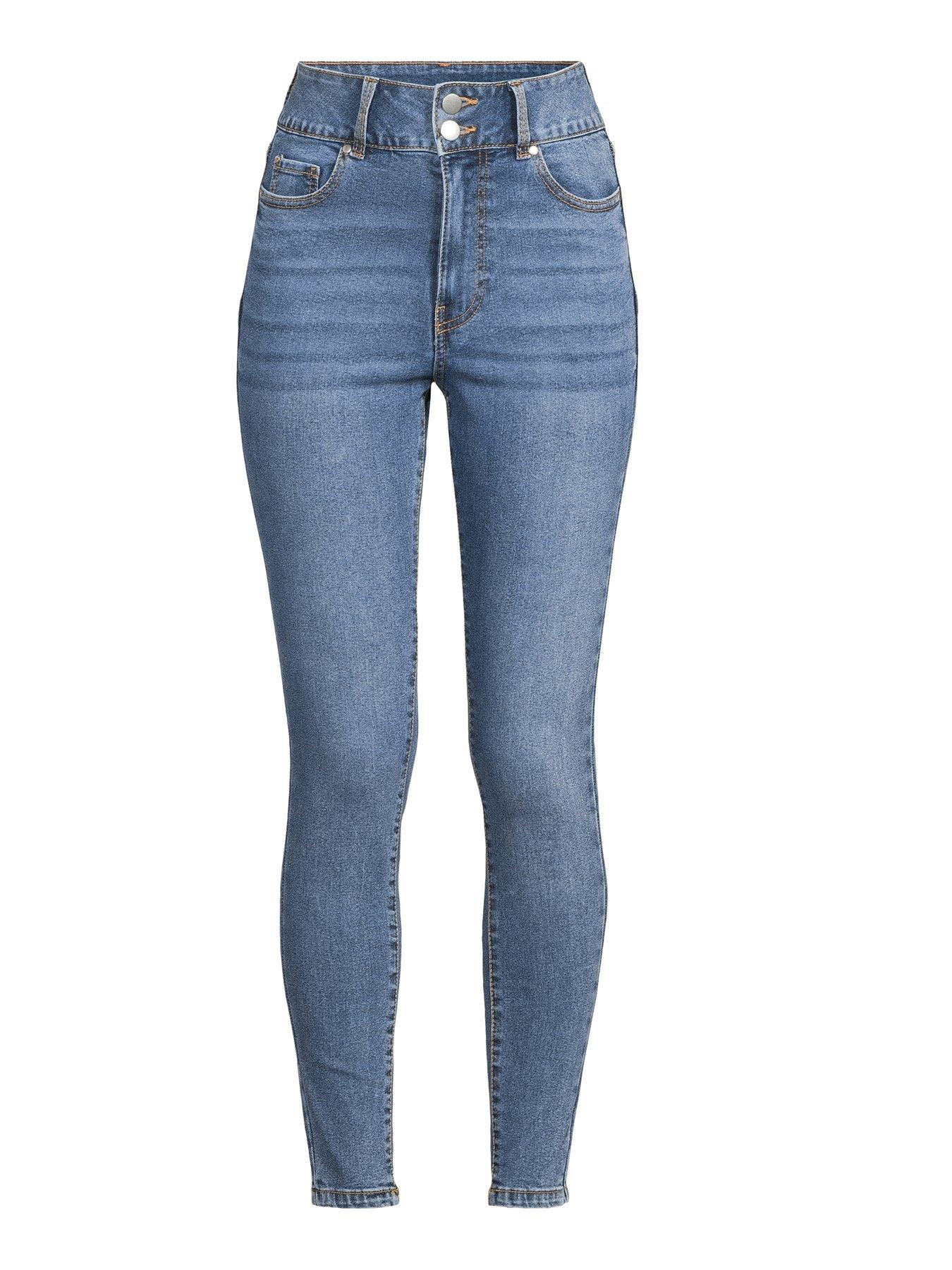 Image 7 of 7 of The Very Collection Sculpt Double Button Skinny Jeans - Mid Wash