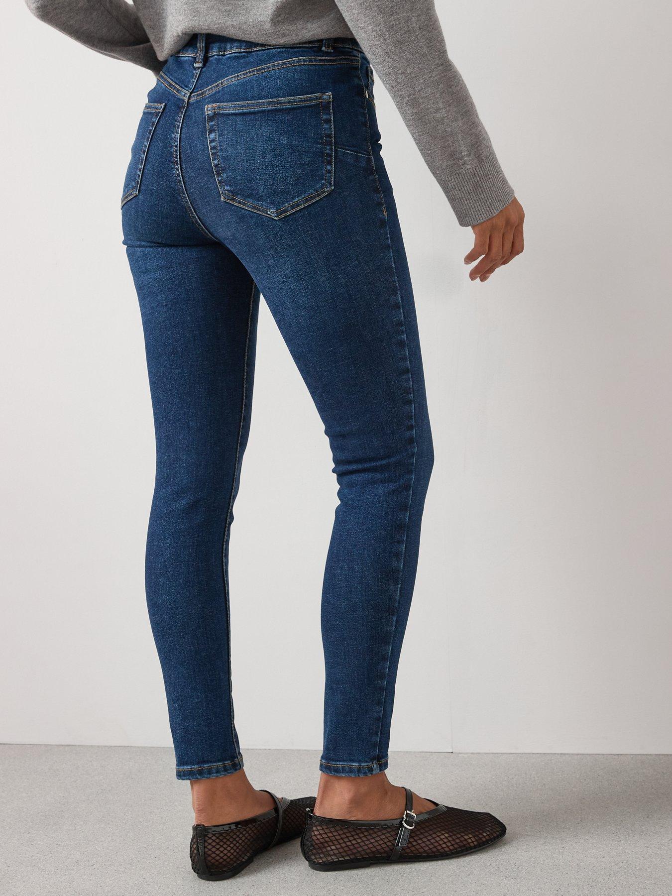 Image 2 of 7 of The Very Collection Shaping Double Button Skinny Jeans - Dark Wash