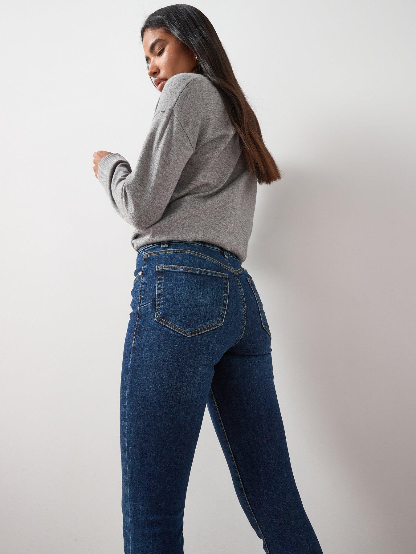 Image 6 of 7 of The Very Collection Shaping Double Button Skinny Jeans - Dark Wash