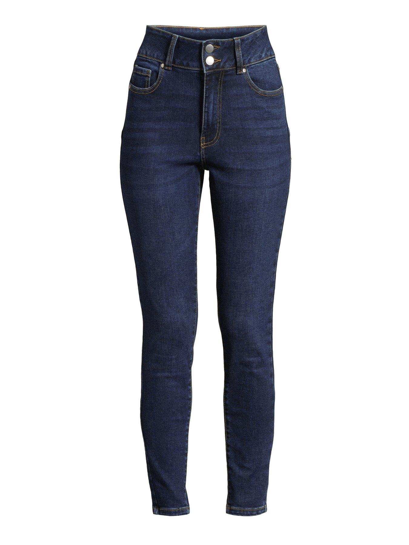 Image 7 of 7 of The Very Collection Shaping Double Button Skinny Jeans - Dark Wash
