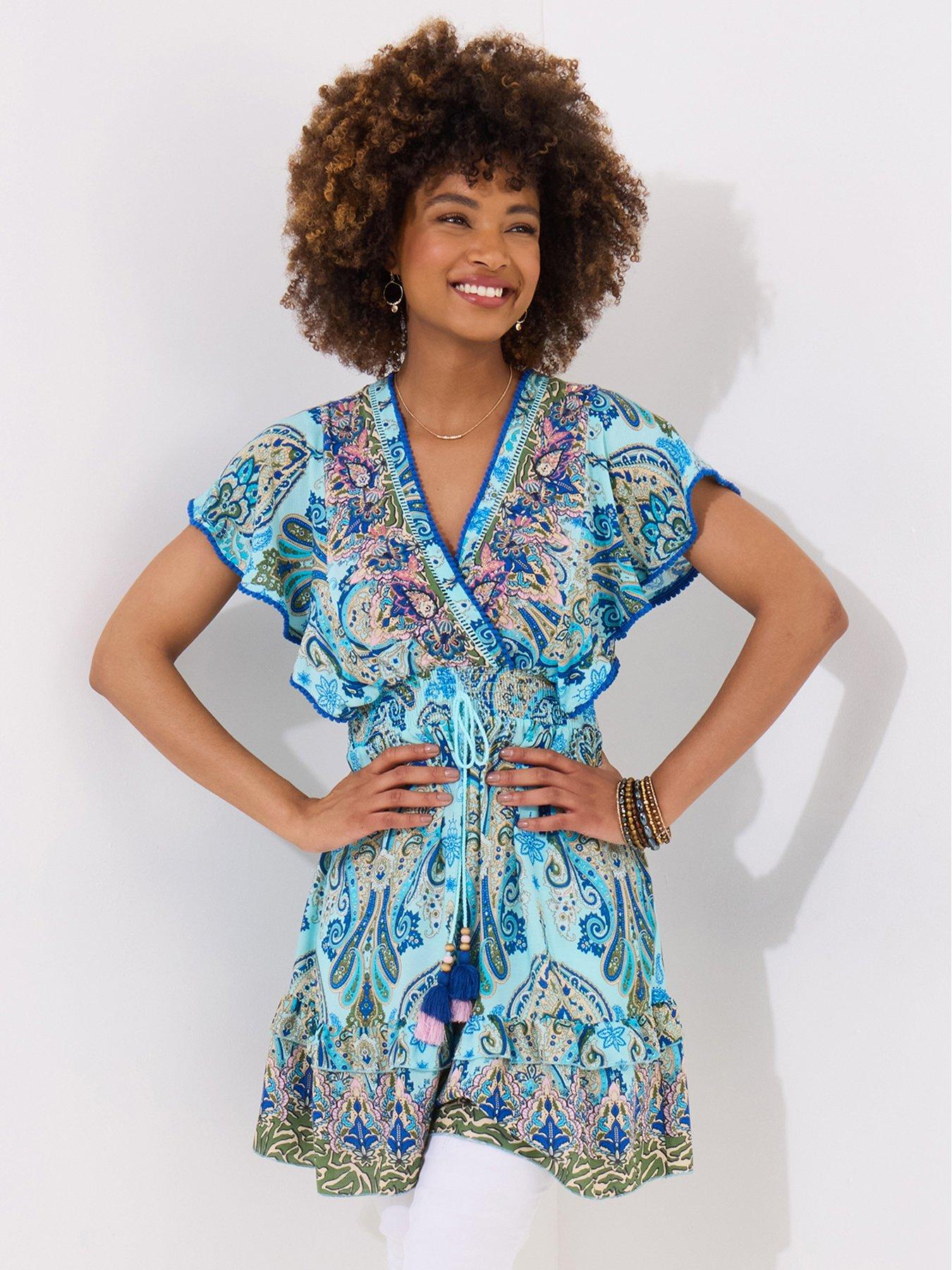 Image of Joe Browns Ophelia Printed And Embroidered Tunic - Blue