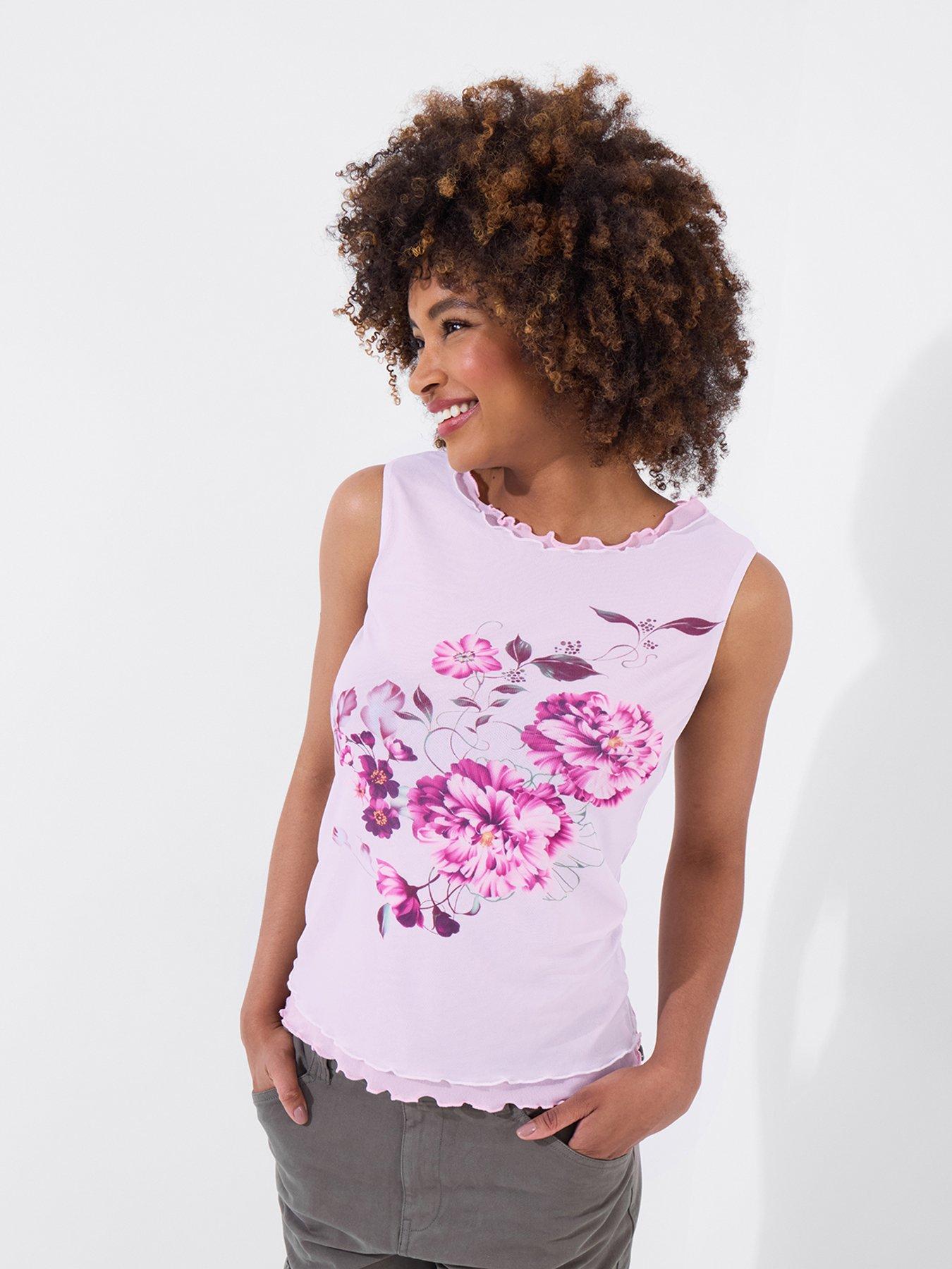 Image 1 of 5 of Joe Browns Summer Bloom Layered Mesh Vest - White