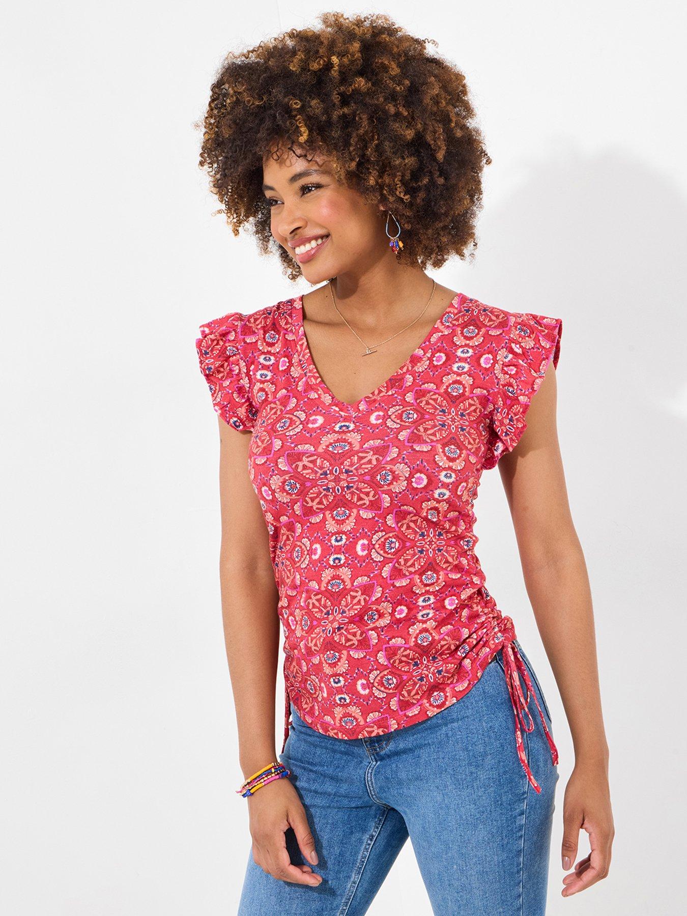 Image of Joe Browns Loretta Ruched Side Top - Red