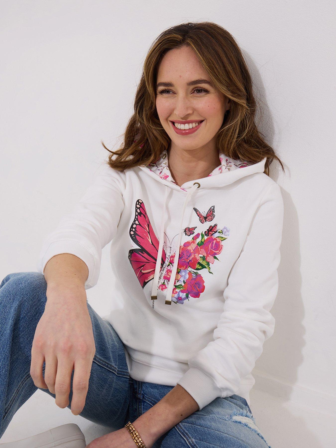 Image of Joe Browns Beautiful Butterfly Graphic Hoodie - White