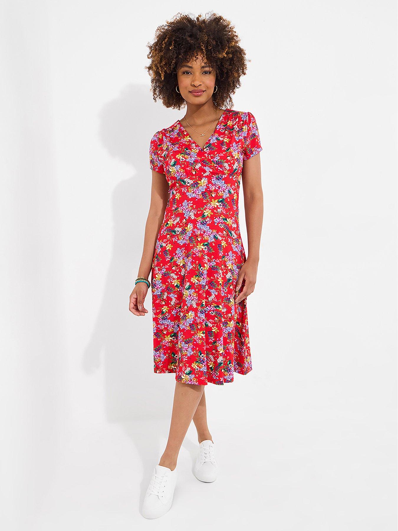 undefined Rosaline Floral Jersey Dress - Red