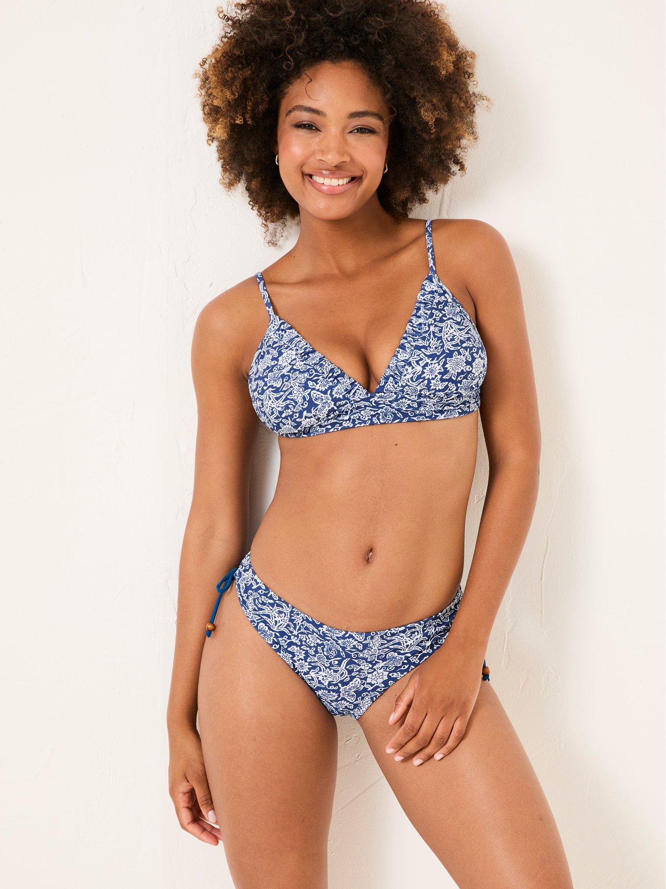 FatFace Bonne Woodblock Bikini Bottom - Blue