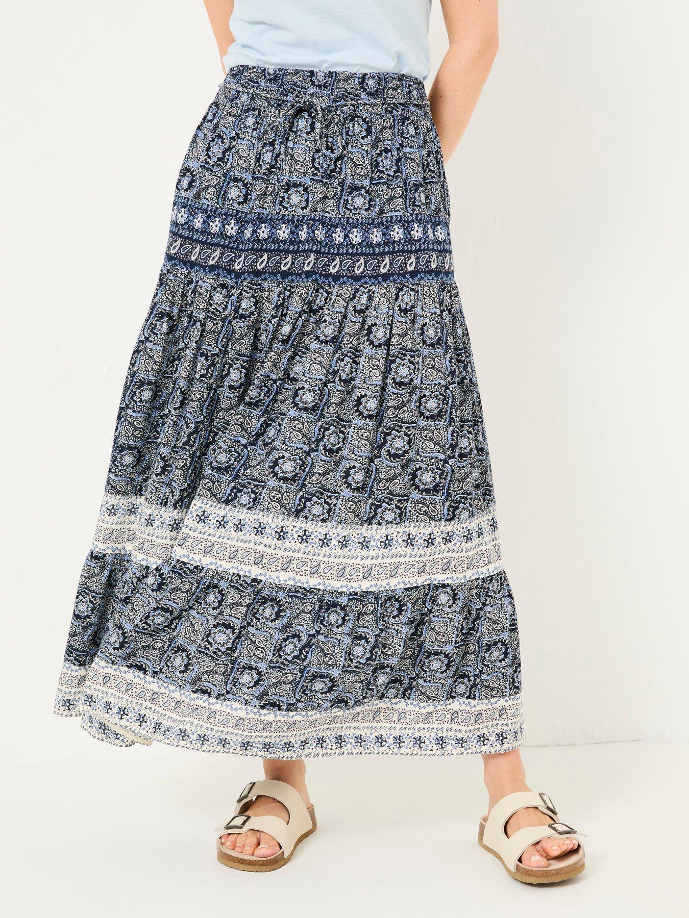 FatFace Jayla Water Maxi Skirt - Blue