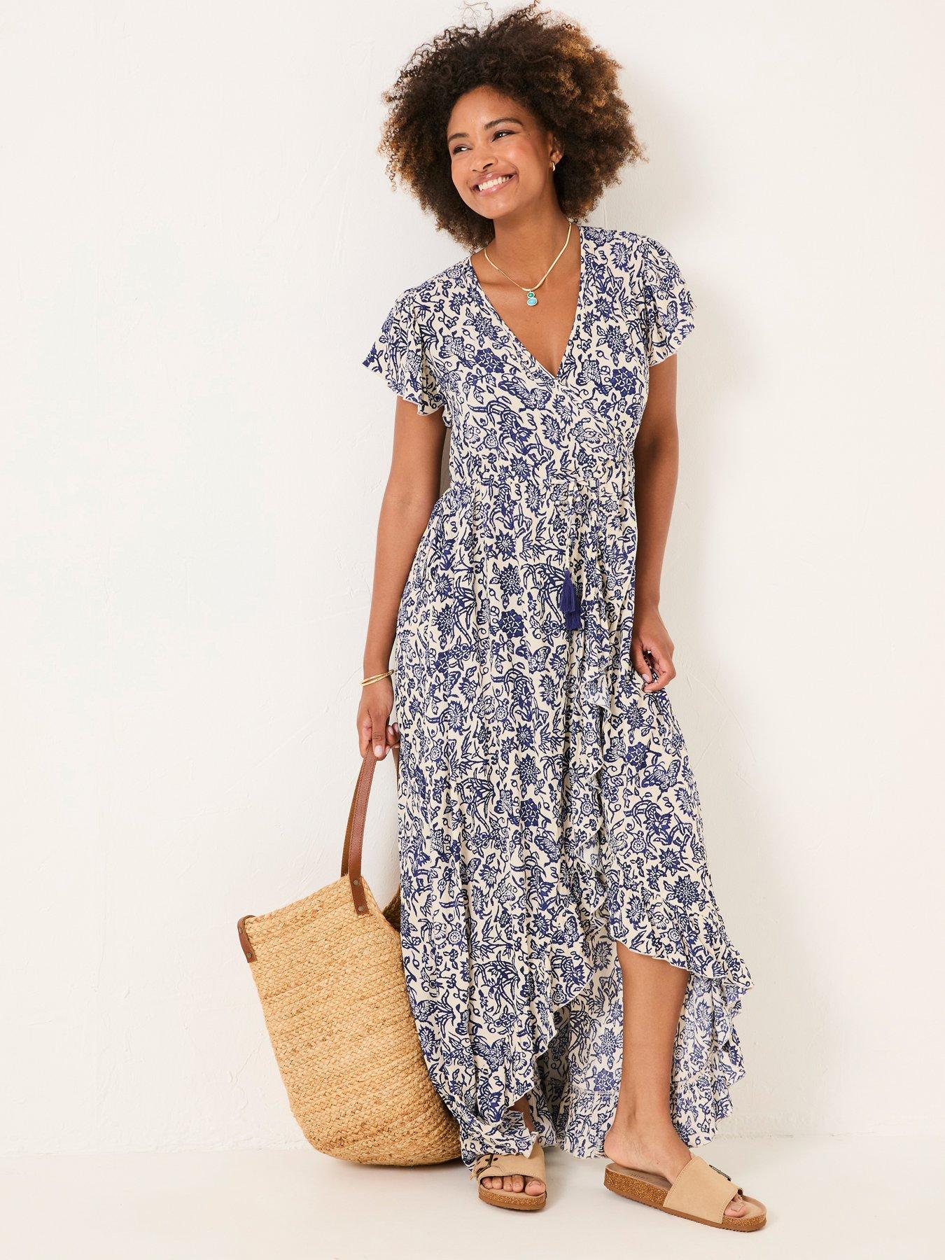 Image 3 of 6 of FatFace Erin Wrap Dress - Blue