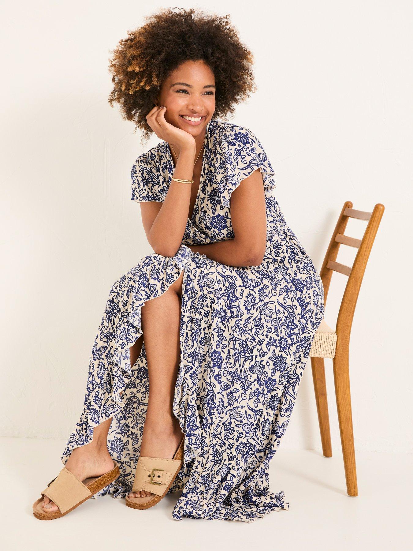 Image 5 of 6 of FatFace Erin Wrap Dress - Blue