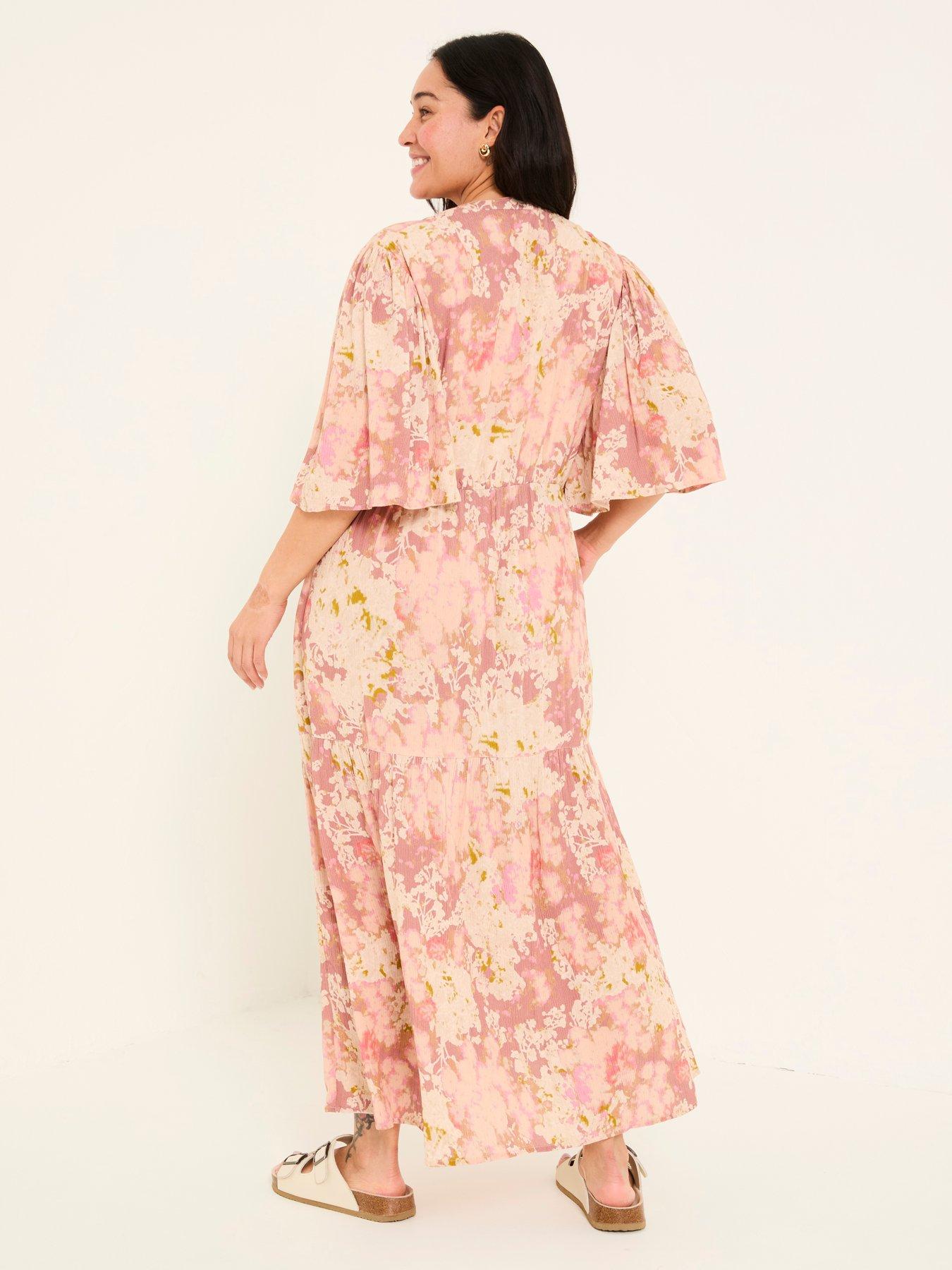 Image 2 of 5 of FatFace Paige Layered Floral Dress - Pink