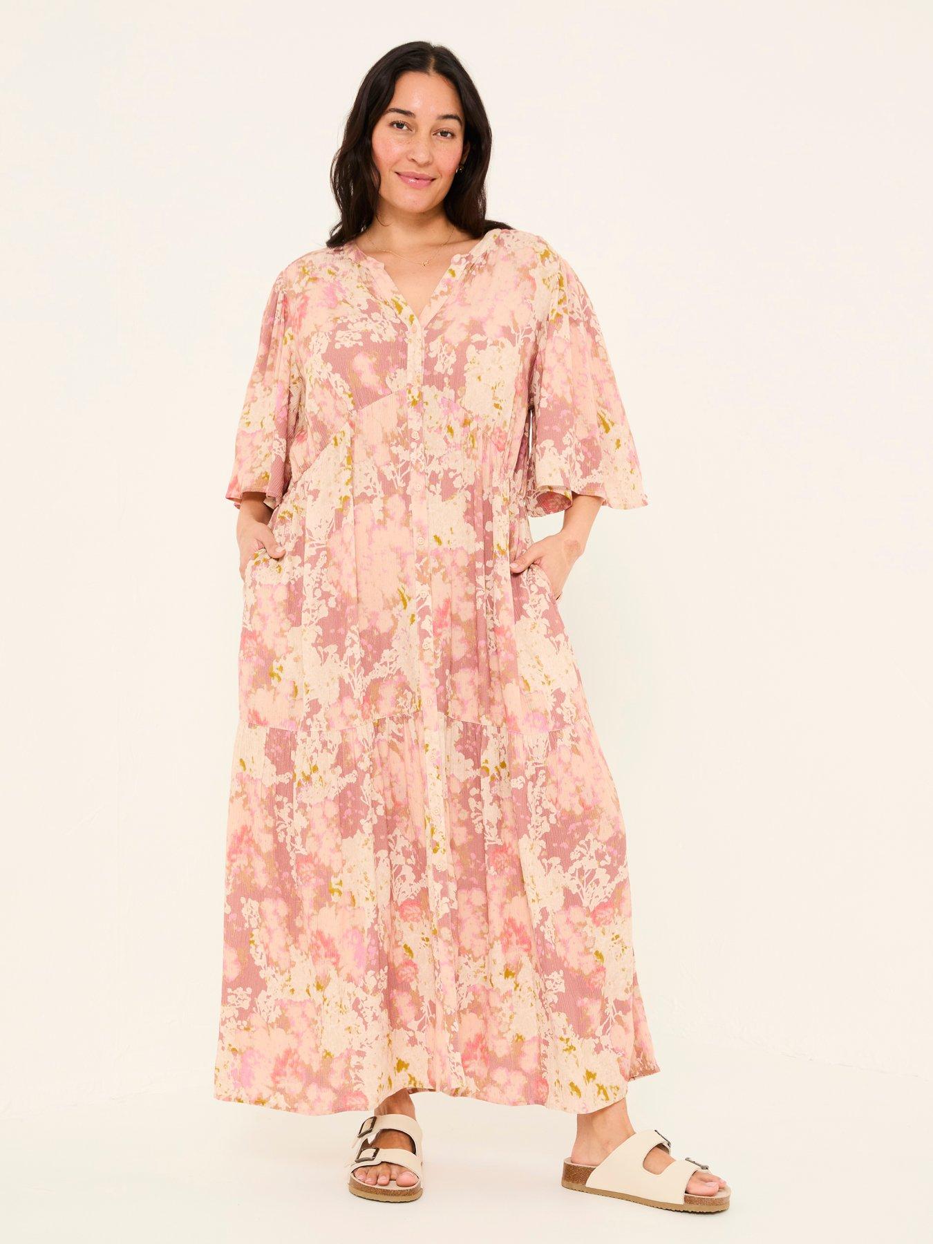 Image 3 of 5 of FatFace Paige Layered Floral Dress - Pink