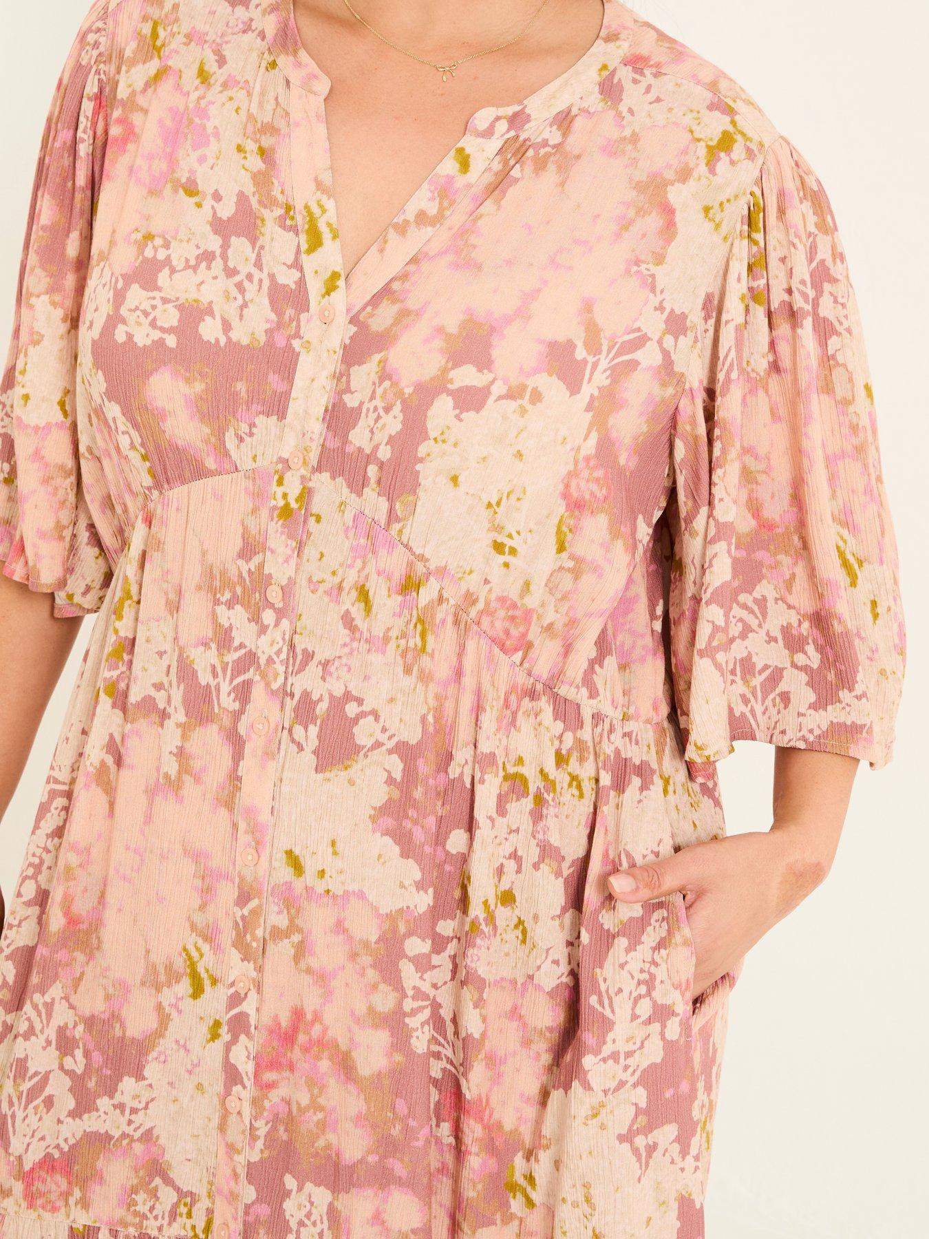 Image 4 of 5 of FatFace Paige Layered Floral Dress - Pink