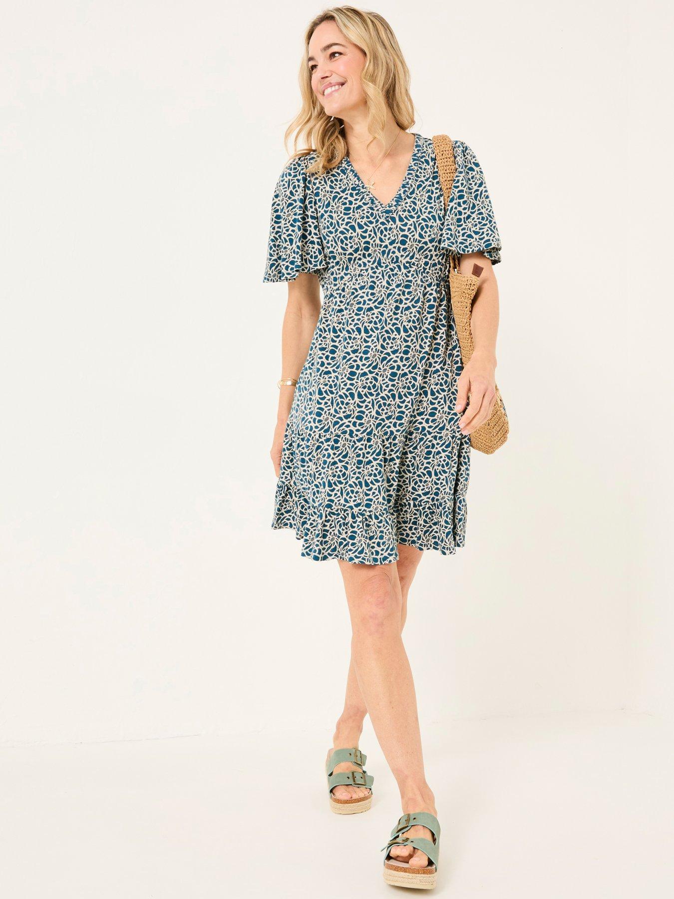 FatFace Grace Shibori Mini Dress - Blue