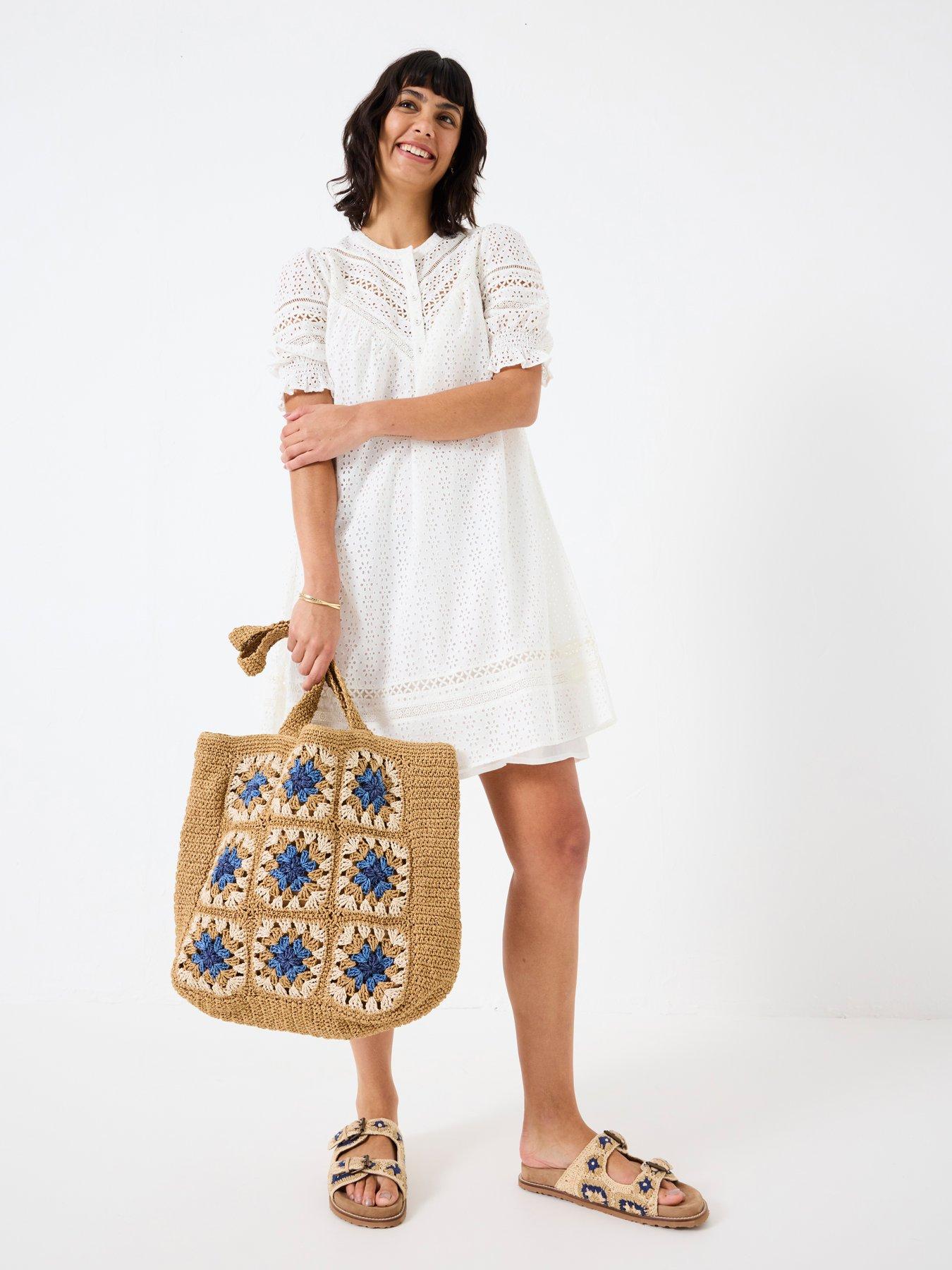 Image 1 of 5 of FatFace Brody Broderie Dress - White
