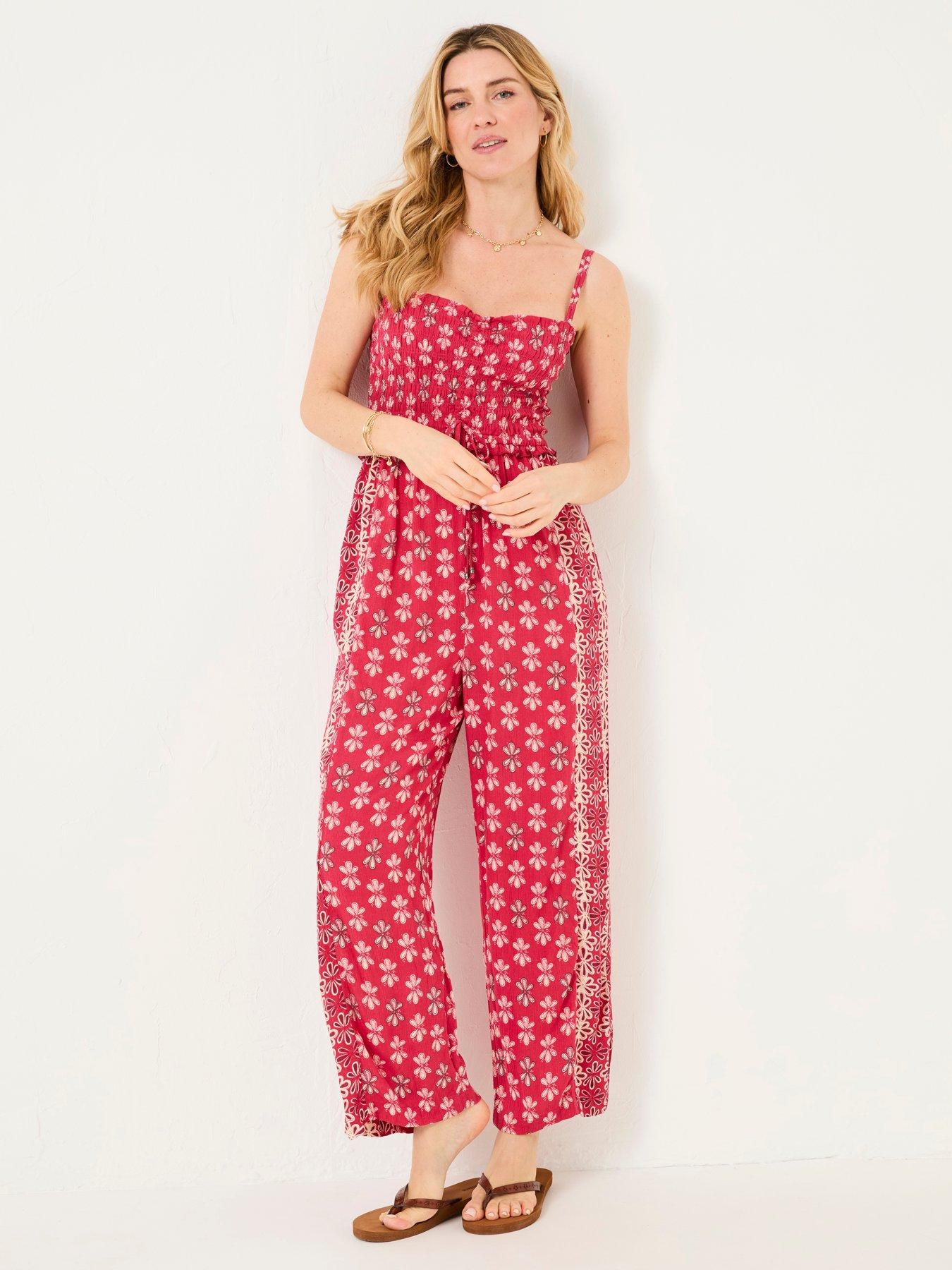 Image 3 of 5 of FatFace Natalie Earth Geo Jumpsuit - Pink