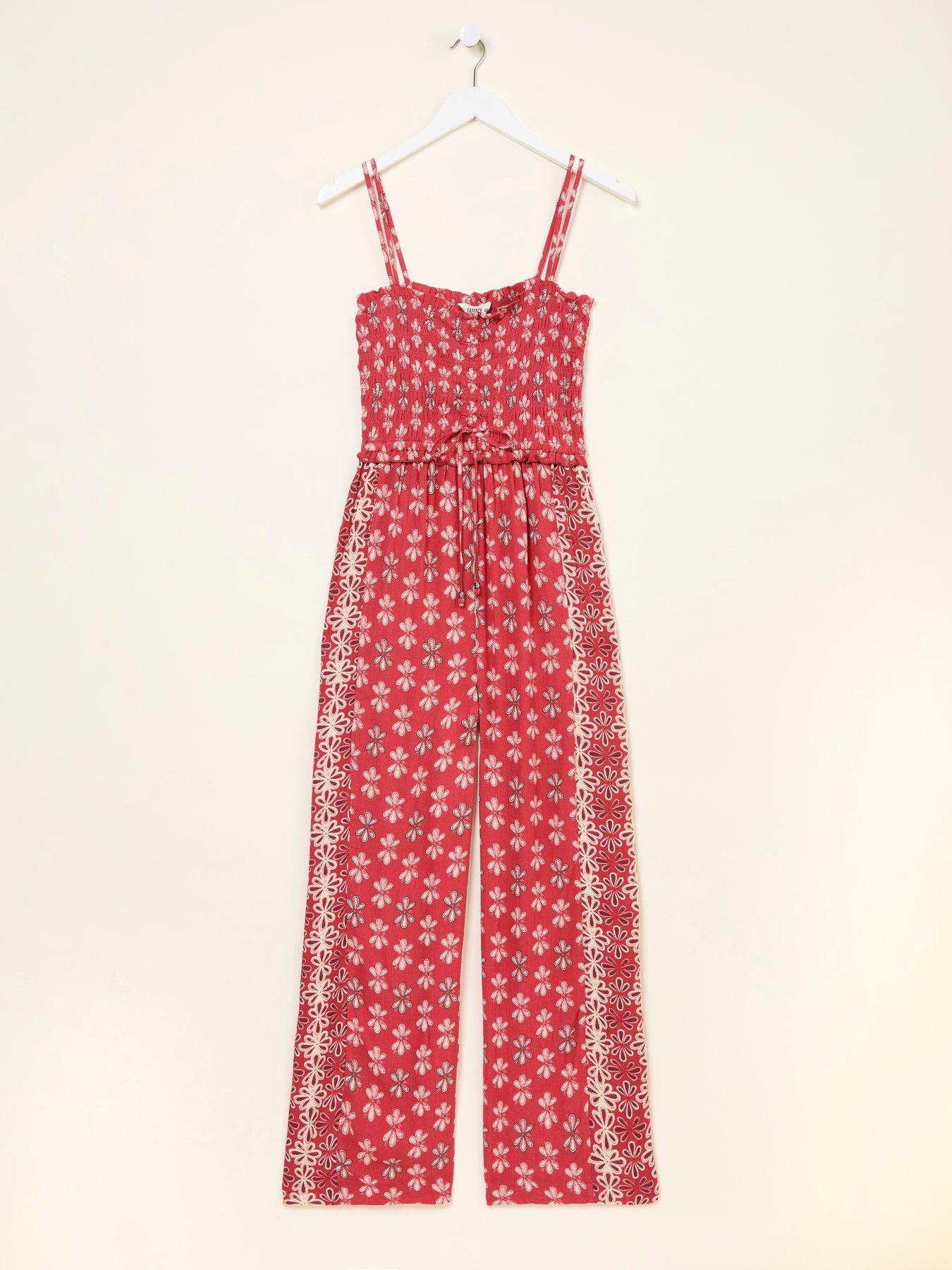 Image 5 of 5 of FatFace Natalie Earth Geo Jumpsuit - Pink